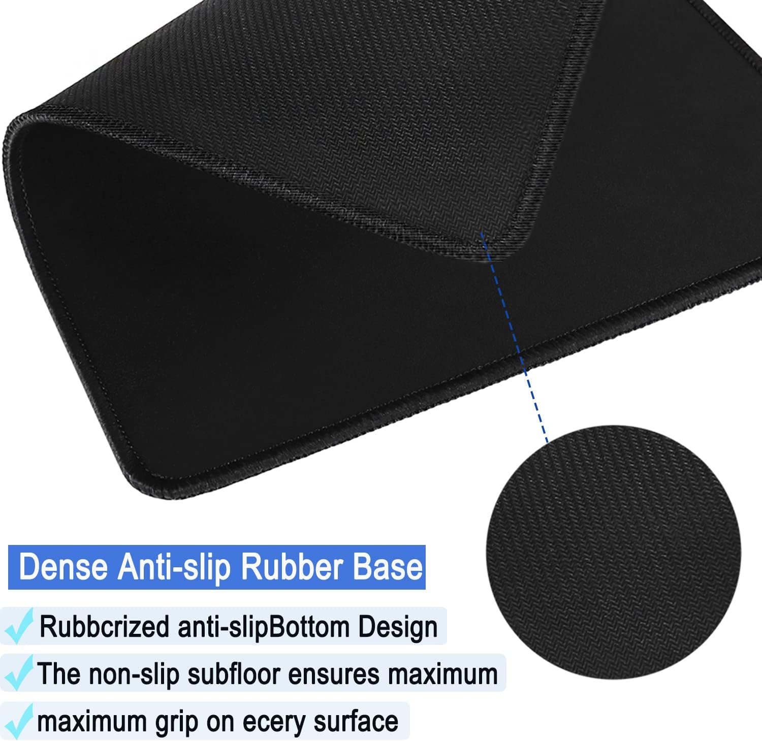 Mouse Pad, Large Gaming Mouse Pad with Double Stitched Edges, 14.9 x 11.7 inches Premium-Textured & Waterproof Mousepad, Nonslip Natural Rubber Base Mouse pad for Laptop,Computer, Office, Black - Image 4
