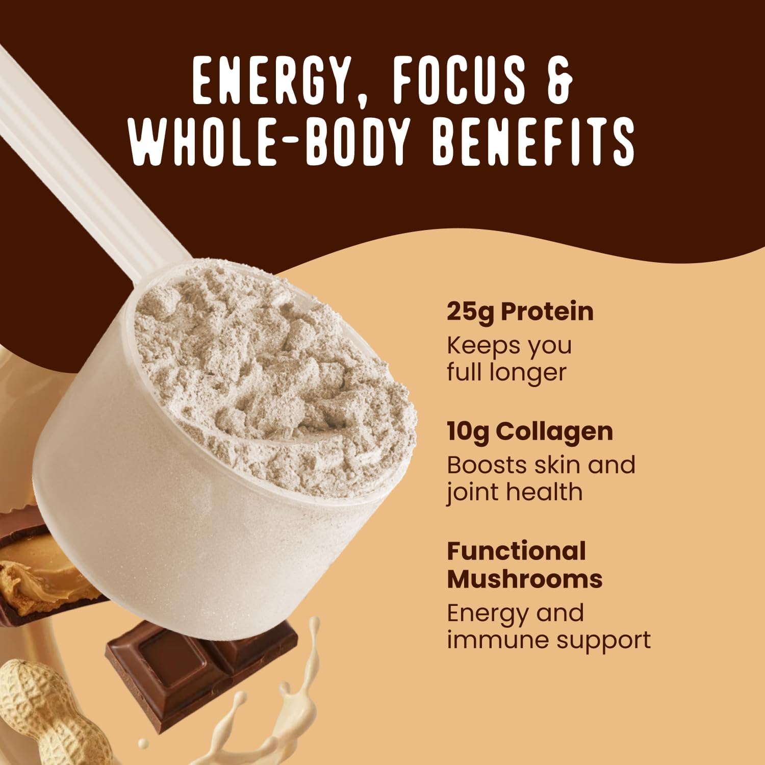FlavCity Grass Fed Whey Chocolate Protein Powder - Chocolate Peanut Butter - 25g Protein & 10g Collagen - Made with Organic Cocoa & Coconut Milk - Gluten Free & No Added Sugars (20 Servings) - Image 4