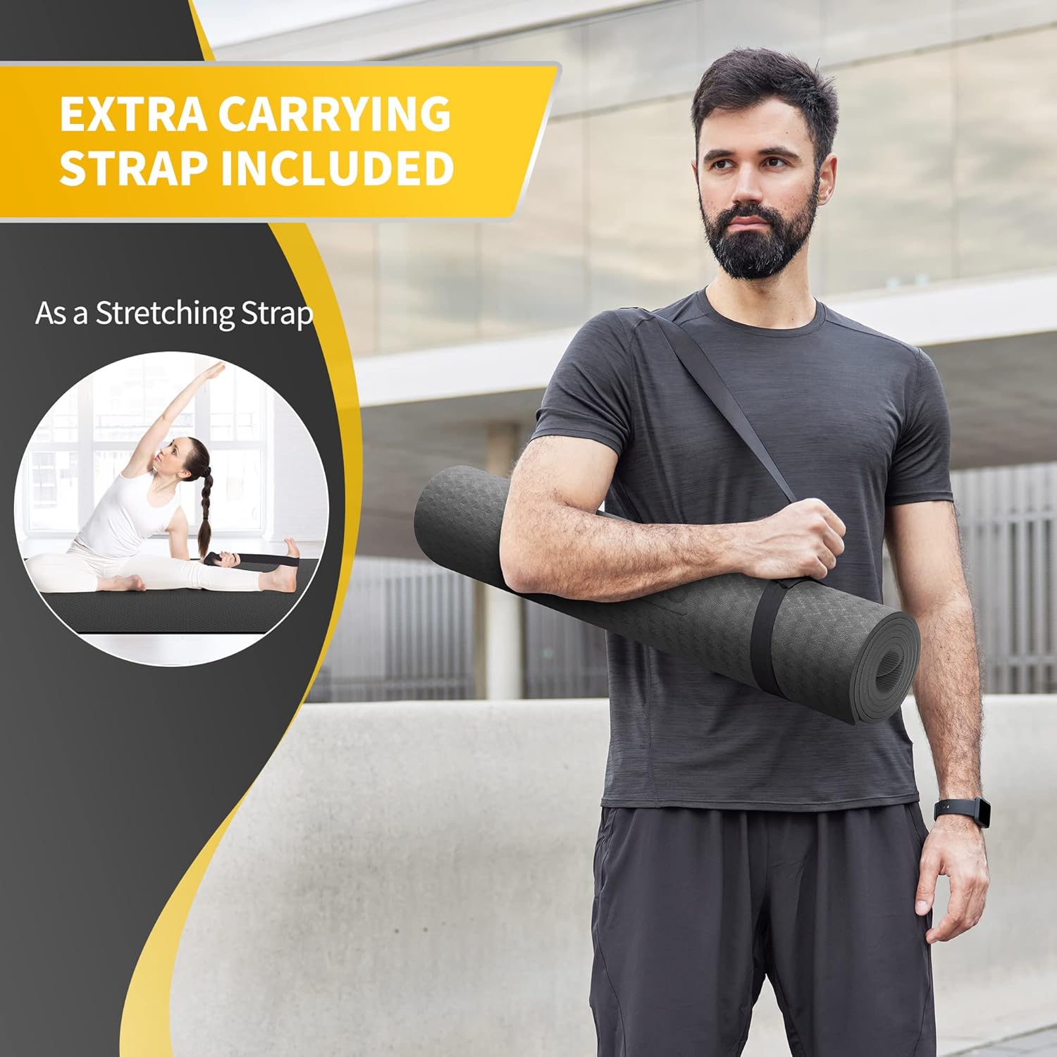 CAMBIVO Extra Wide Yoga Mat for Women and Men (72"/84"x 32"x 1/4") TPE Workout Mat, Non-slip Large Exercise Fitness Mat for Yoga, Pilates, Workout - Image 6