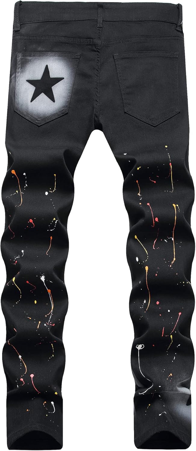 Baylvn Men's Casual Printed Slim Fit Jeans Skinny Denim Pants - Image 2