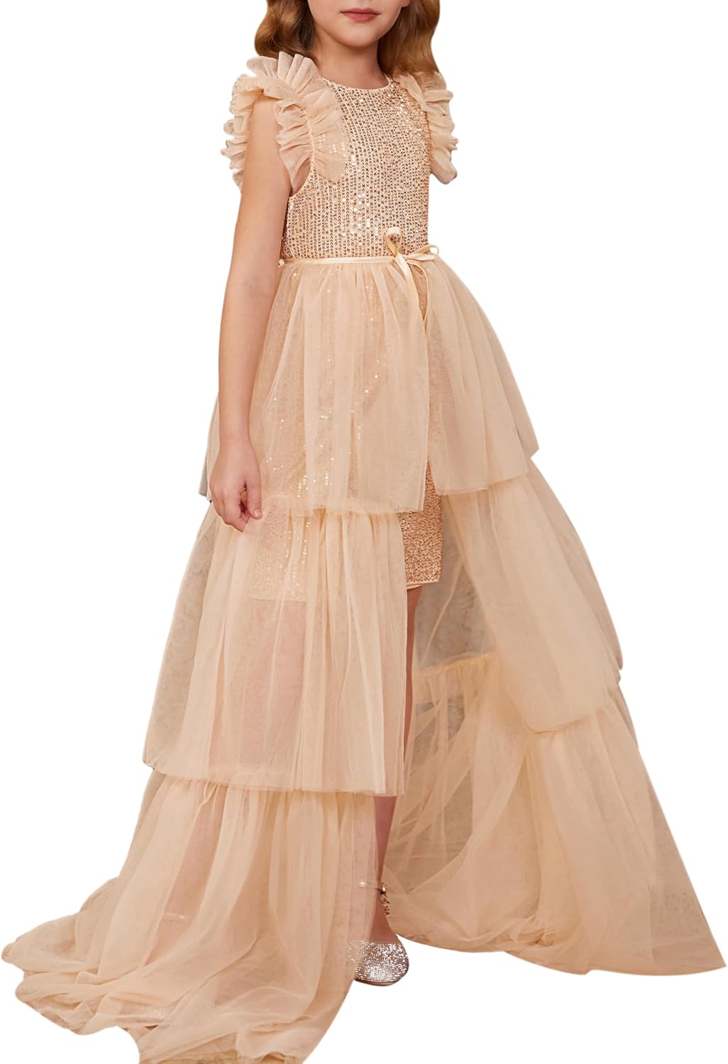 GRACE KARIN Girls Dresses Sequin Party Formal Pageant Dress Tween Girl Birthday Tulle Prom Princess Maxi Dress Size 5-14