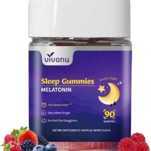 9-in-1 Melatonin Gummies 10mg, Natural Herbal Sleep Aids for Adults, Sleep Gummies with Magnesium Glycinate, Valerian Root, L-Theanine and Vitamin B6, etc, 45 days supply, Non GMO, Berry Flavored