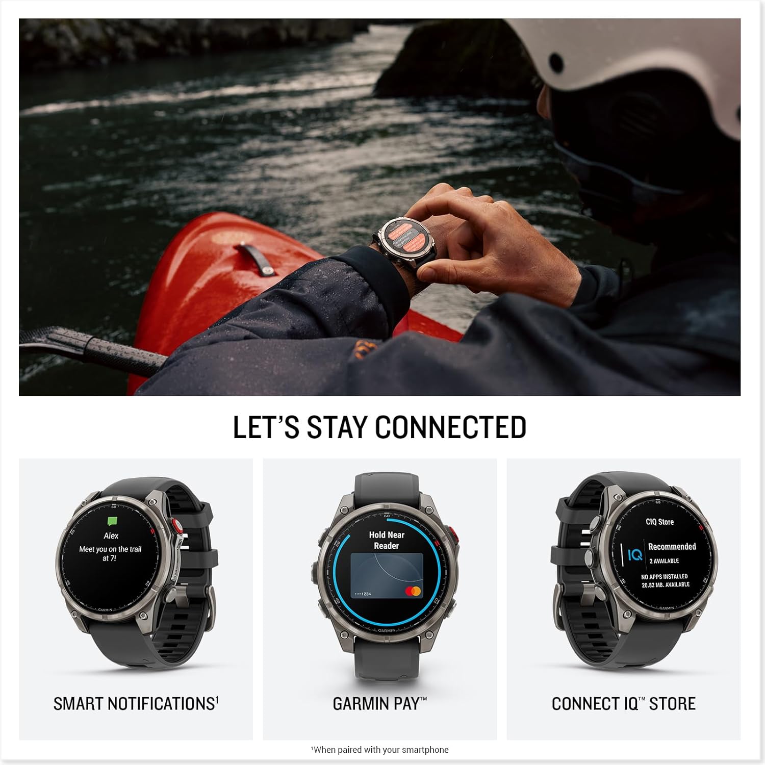 Garmin fēnix® 8 Pro, 47mm, AMOLED Display, Premium Connected Multisport GPS Smartwatch, inReach® Technology, Sapphire, Titanium with Graphite/Black Silicone Band - Image 4