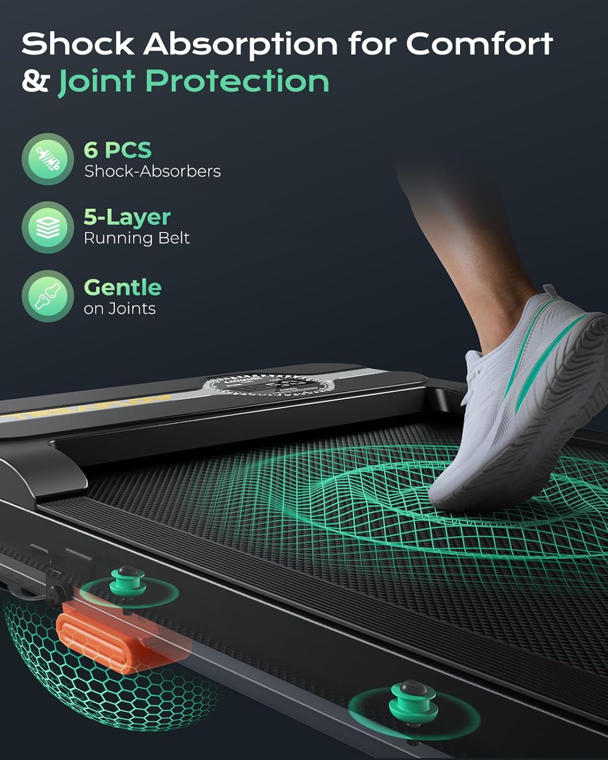 TREAFLOW Walking Pad Portable Under Desk Treadmill with Incline 2.5HP for Home Office 265 lbs Capacity Remote Control LED - Image 5