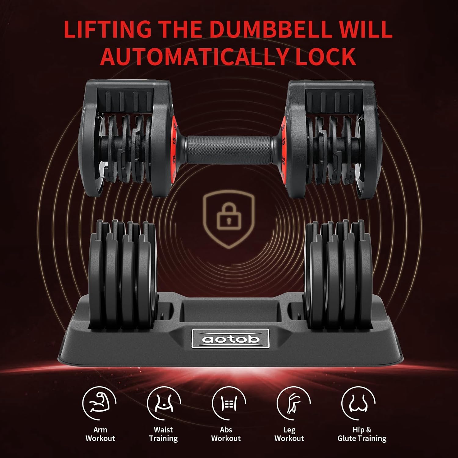 AOTOB 25 lbs (Pair) Adjustable Dumbbell Set, Dumbbells Adjusted Weight with Anti-Slip Fast Adjust Turning Handle, Dumbbel Sets Adjusting for Men and Women for Home Gym Exercise - Image 2