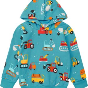 Toddler Boy Hoodie Cartoon Graphic Fall Clothes Kids Cute Sweatshirts With Kangaroo Pocket 2-8T