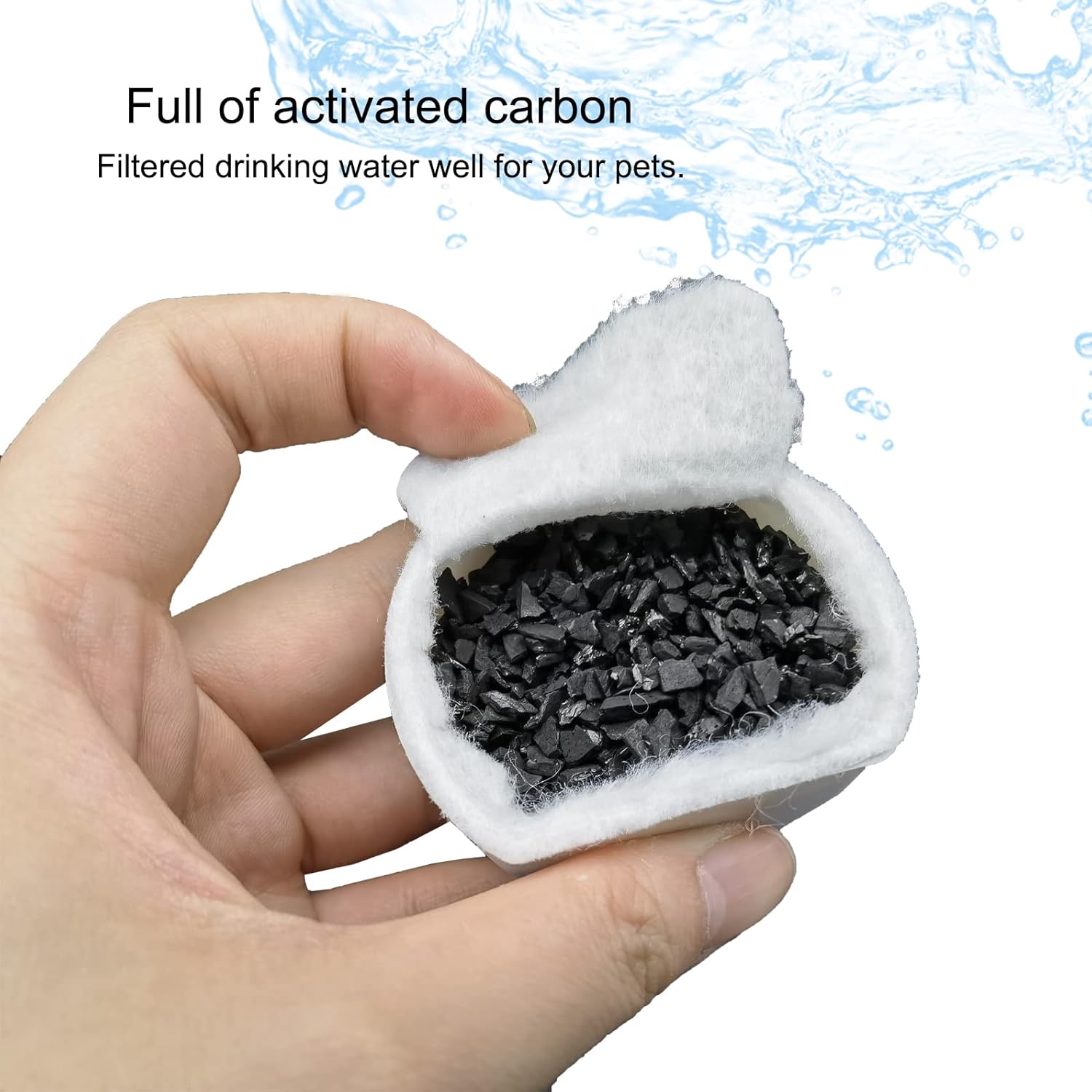 16 Pack Pet Fountain Filter Replacement,8 Carbon Filters and 8 Foam Pre-Filter Replacement Compatible with Multiple Pet Water Dspensers Water Bowl - Image 2