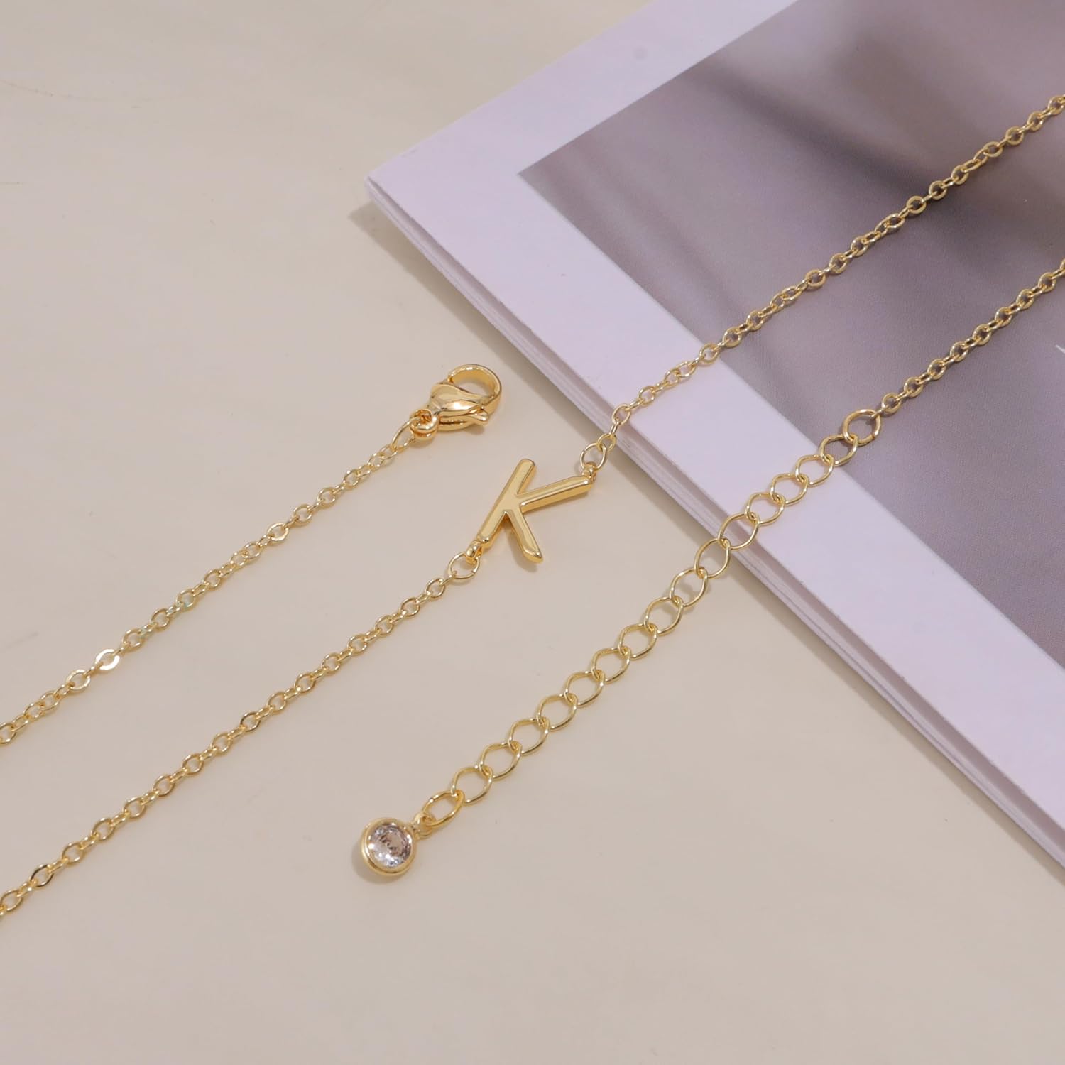 LuckFairy Initial Necklaces for Women, Dainty Gold Letter Necklace 14k Gold Plated Sideways Initial Necklace Cute Name Simple Choker Necklaces for Women Trendy Jewelry Gifts - Image 6