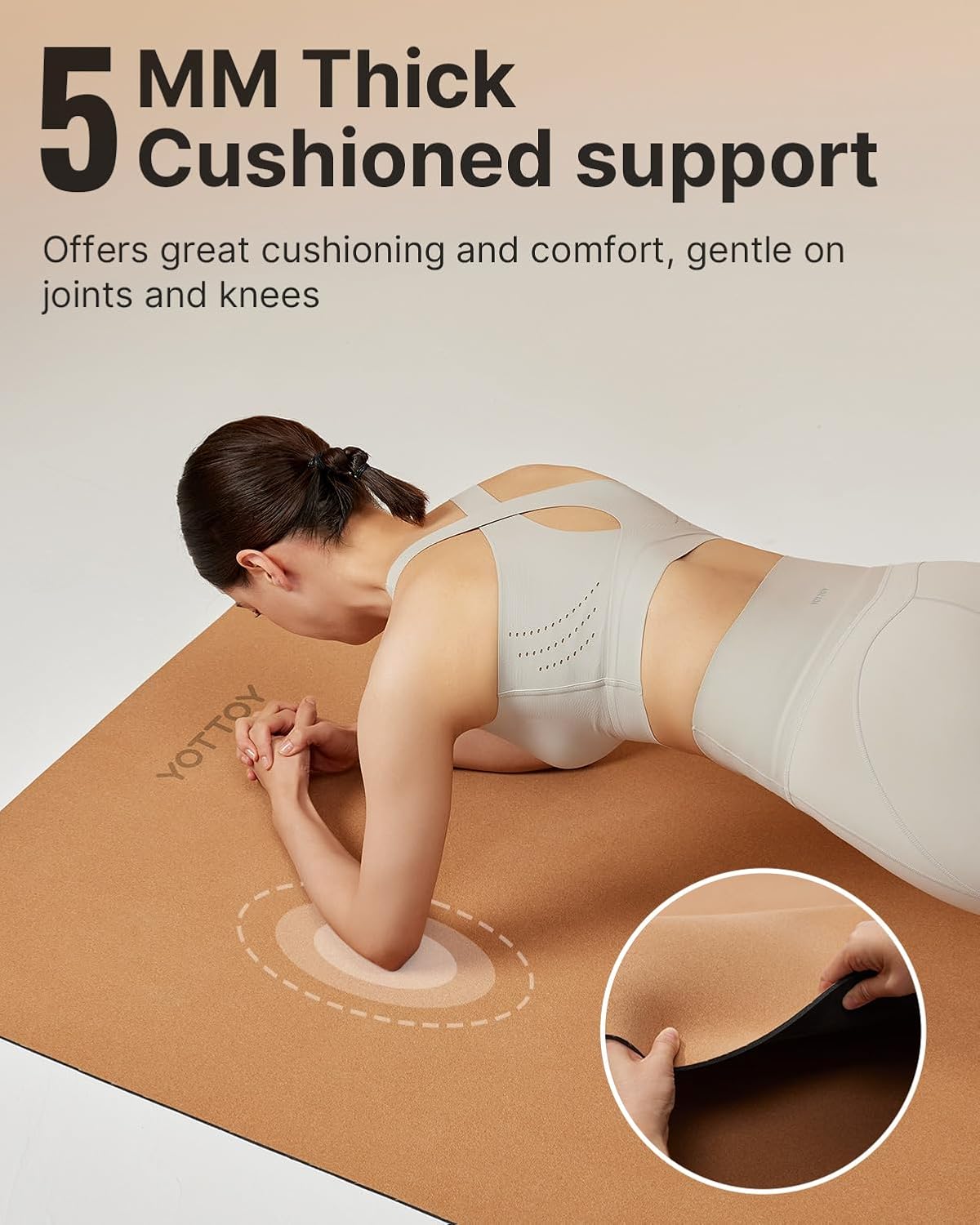 YOTTOY Yoga Mat,Non-Slip Hot Yoga Mat with Anti-Tear Design and Friendly Natural Rubber Mat with Strap and Bag - Image 5