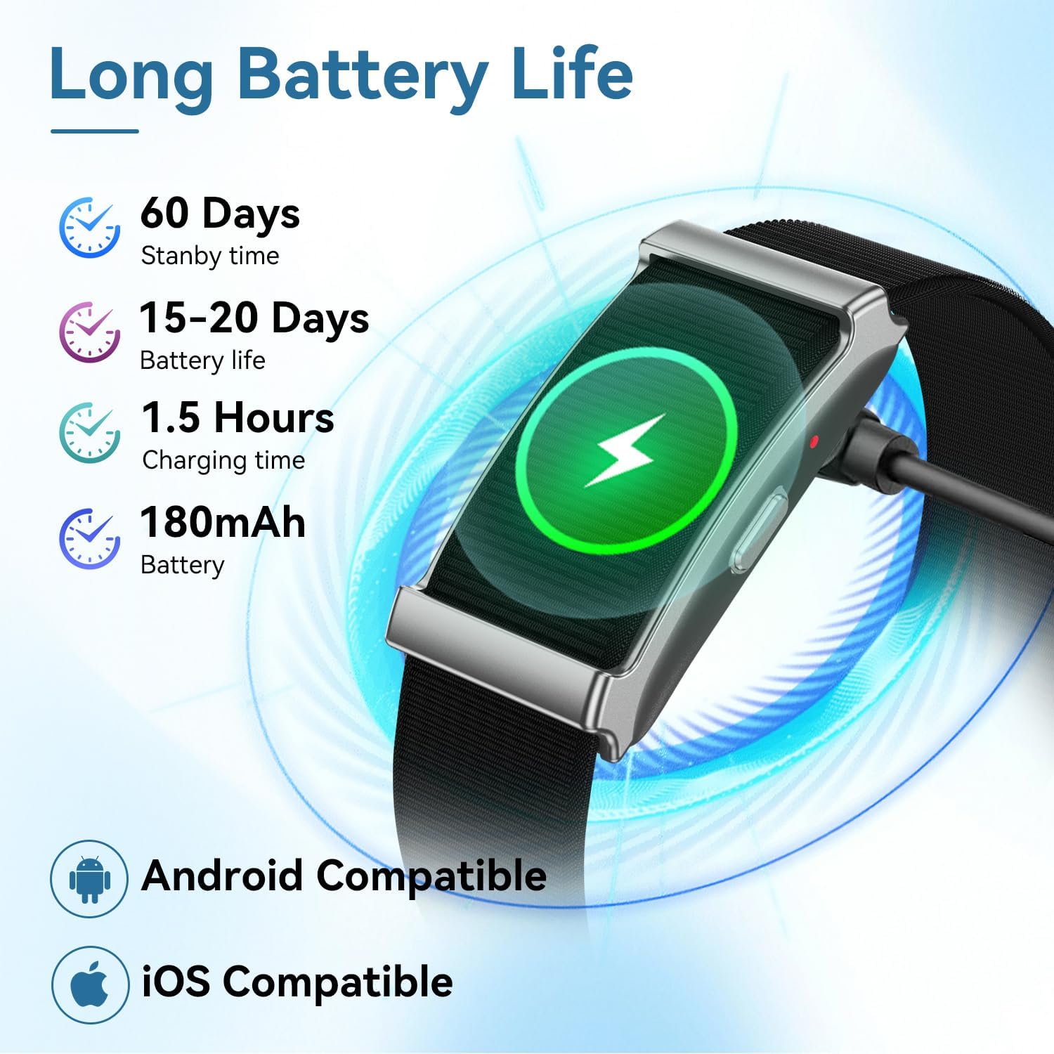 Smart Bracelet for Men Women,Health Activity Fitness Trackers with Continuous Heart Rate Monitor, 24/7 Sleep Tracking, 120+ Sport Modes, 30-Day Battery Life,Includes 2 Replacement Bands(Black) - Image 7