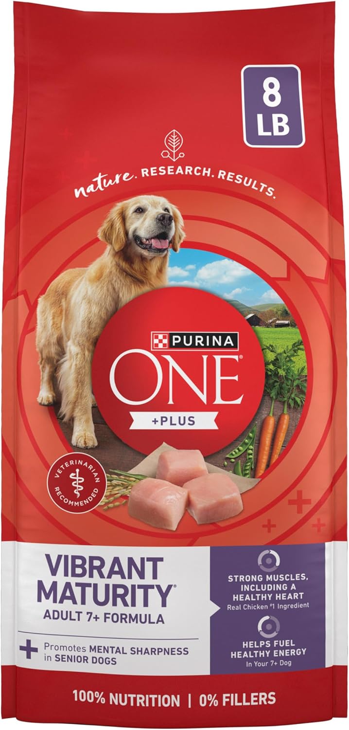 Purina ONE High Protein Dry Senior Dog Food Plus Vibrant Maturity Adult 7 Plus Formula - 8 lb. Bag
