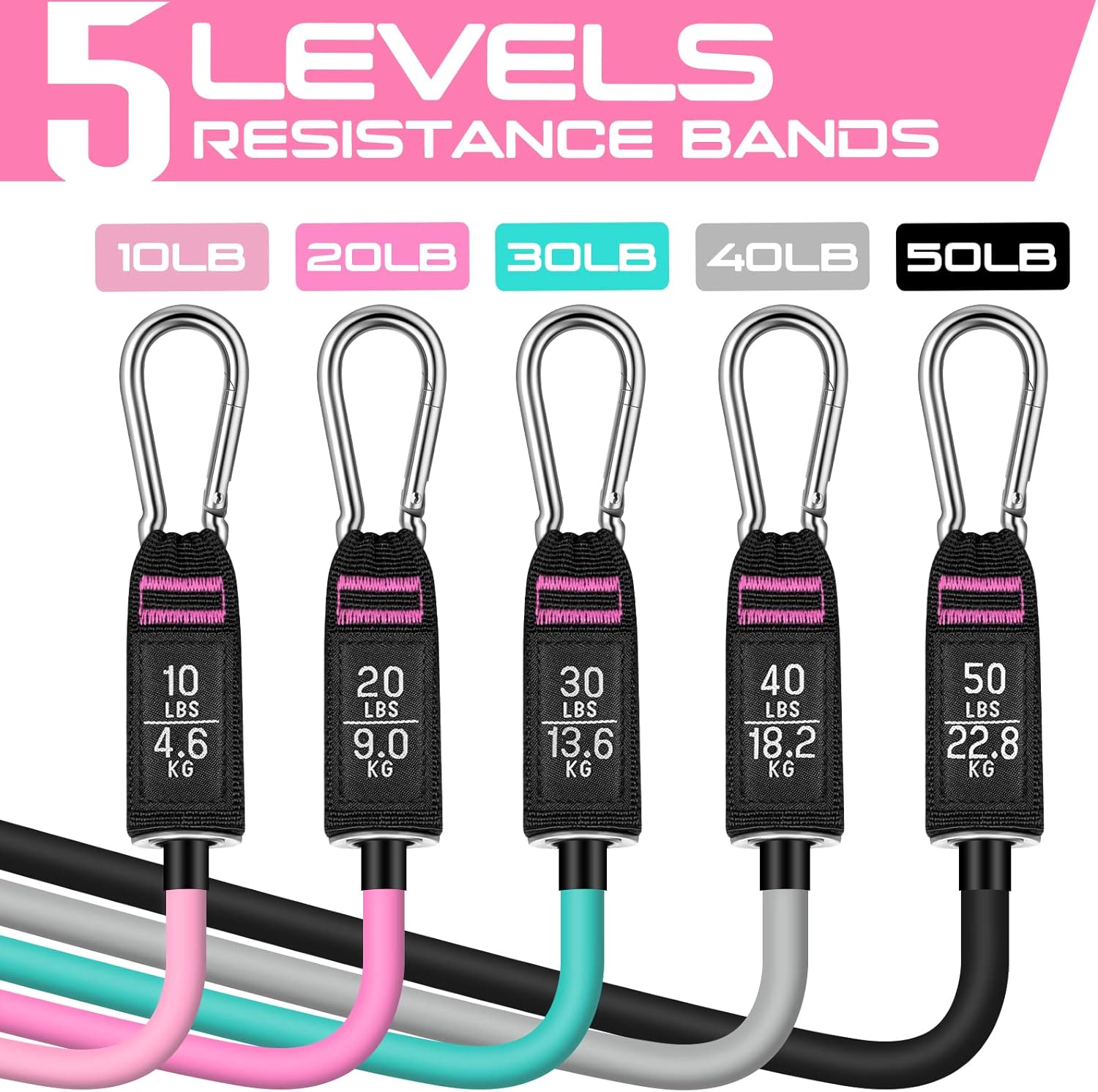 RENRANRING Resistance Bands for Working Out, 150LBS Exercise Bands, Workout Bands, Resistance Bands Set with Handles for Men Women, Legs Ankle Straps - Image 2