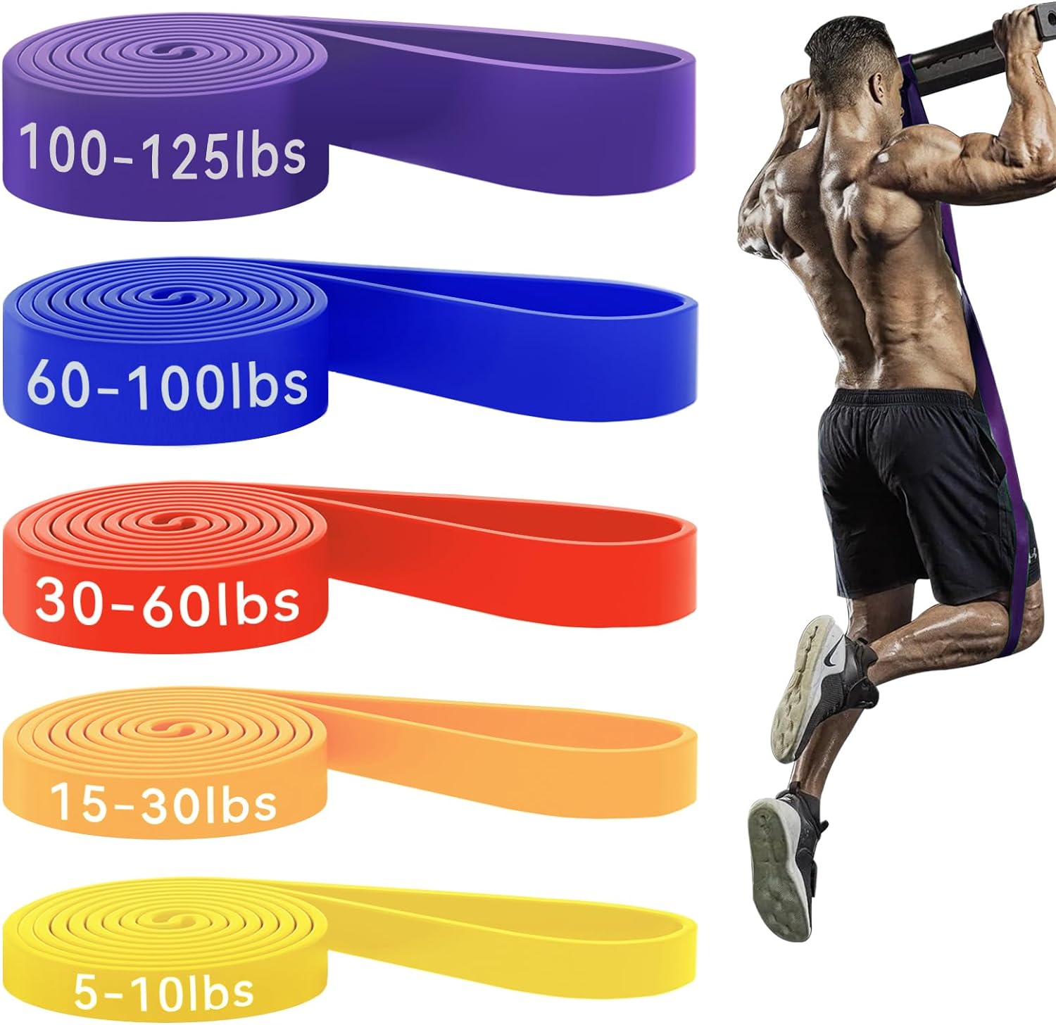 HAPBEAR Pull Up Assistance Bands - Pull Up Bands - Resistance Bands - Exercise Bands Resistance Bands Set - Workout Bands for Working Out, Stretching, Muscle Training