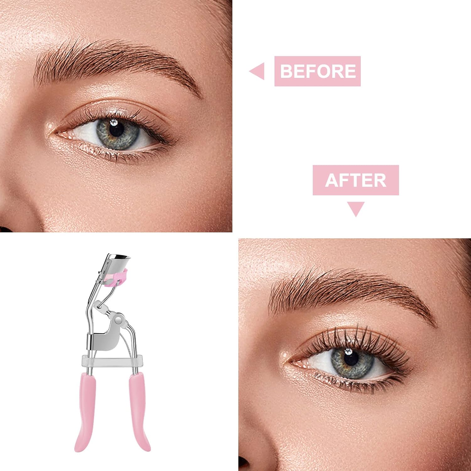 Eyelash Curler with Comb Fit All Eye Shape Curved Eyelash Curlers,Natural and Long Lasting Lash Curler for Women Make Up Gift(Pink) - Image 3