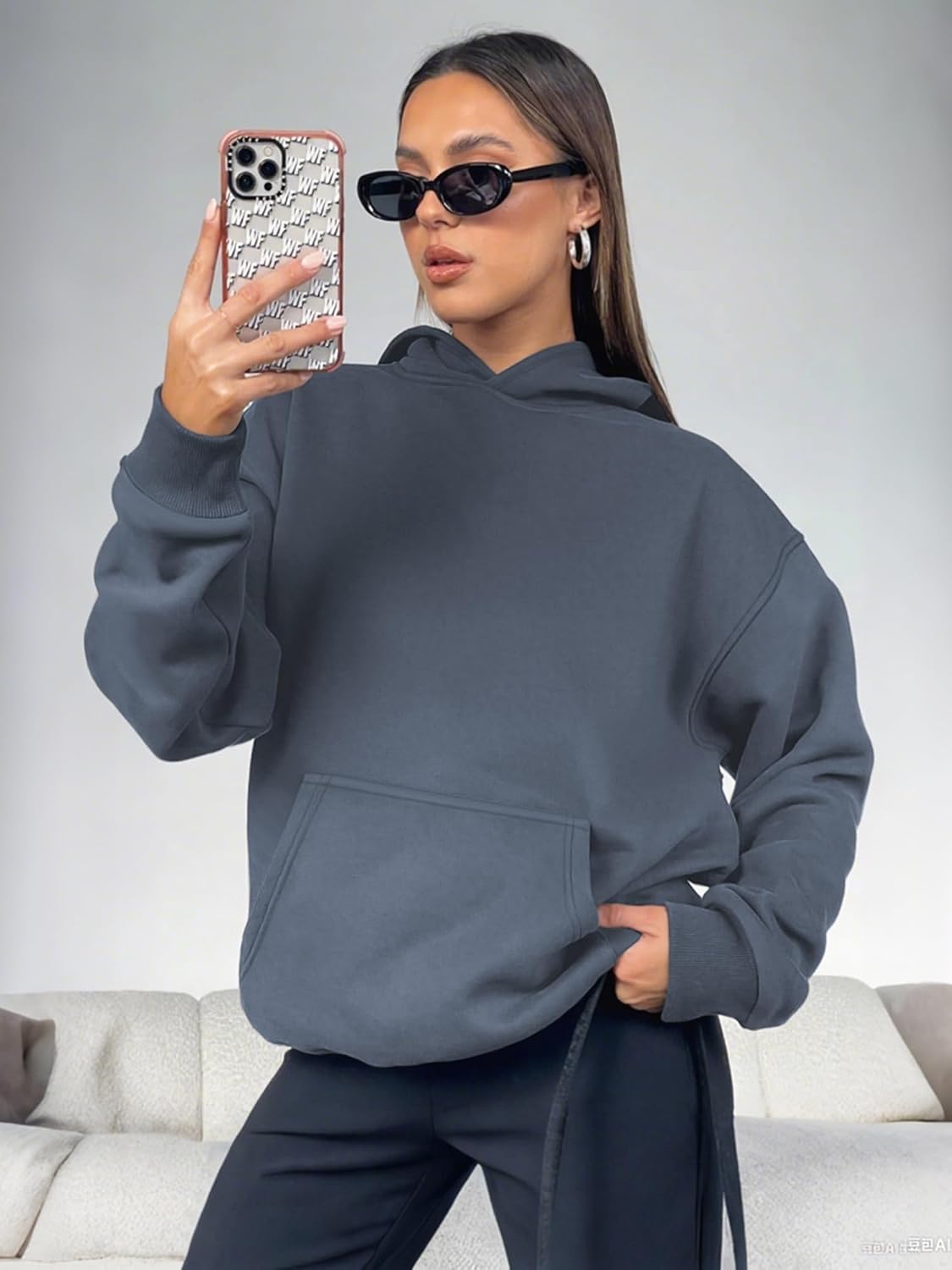 ATHMILE Womens Oversized Hoodies Fleece Sweatshirts Long Sleeve Sweaters Pullover Fall Clothes with Pocket - Image 3