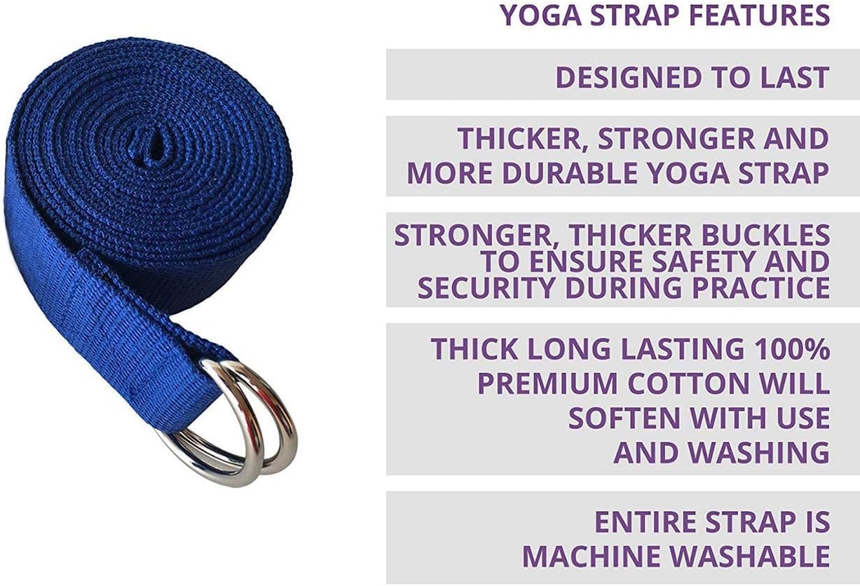 5-Pack Yoga Exercise Adjustable Straps 8Ft OR 10Ft with Durable D-Ring for Pilates & Gym Workouts Yoga Fitness | Hold Poses, Stretch, Improve Flexibility & Maintain Balance - Image 2