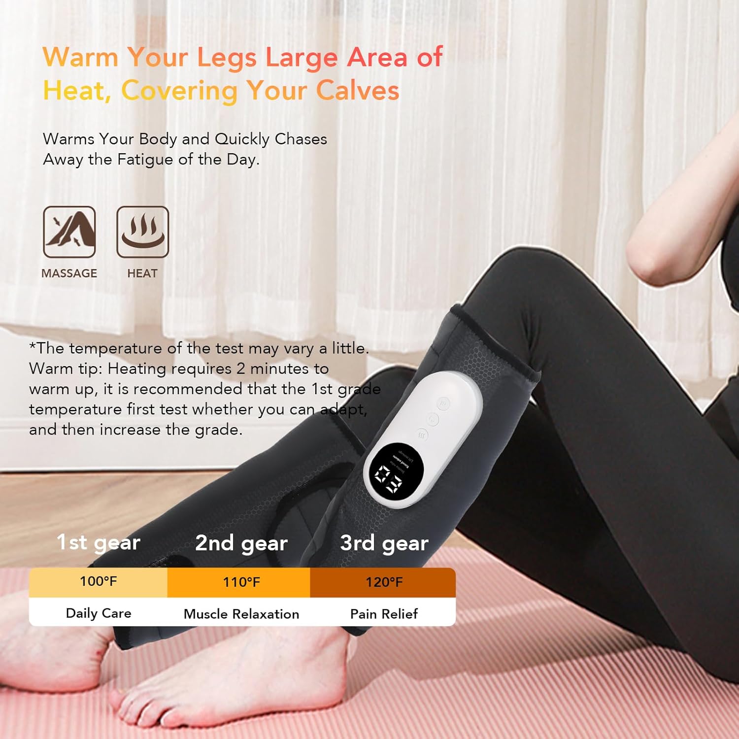 LINGTENG Leg Massager for Circulation and Pain Relief, Calf Air Compression Massager with Heat, Leg Massager with 3 Intensities, 3 Modes, Easy to use, Muscle Relaxation, Gifts (Pair) - Image 6
