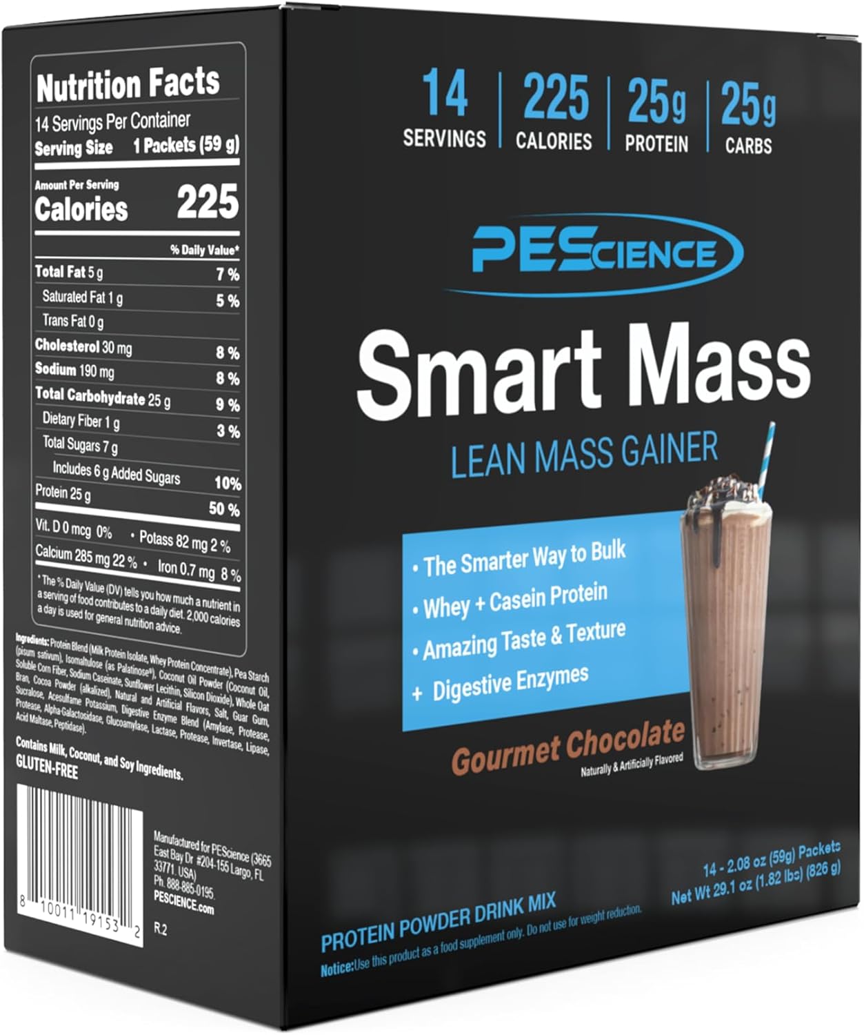 PEScience Smart Mass Gainer, Lean Muscle Weight Gainer, Whey Protein & Casein Protein Blend with Slow-Digesting Carbs, Maltodextrin-Free, Gourmet Chocolate, 14 Packets - Image 6
