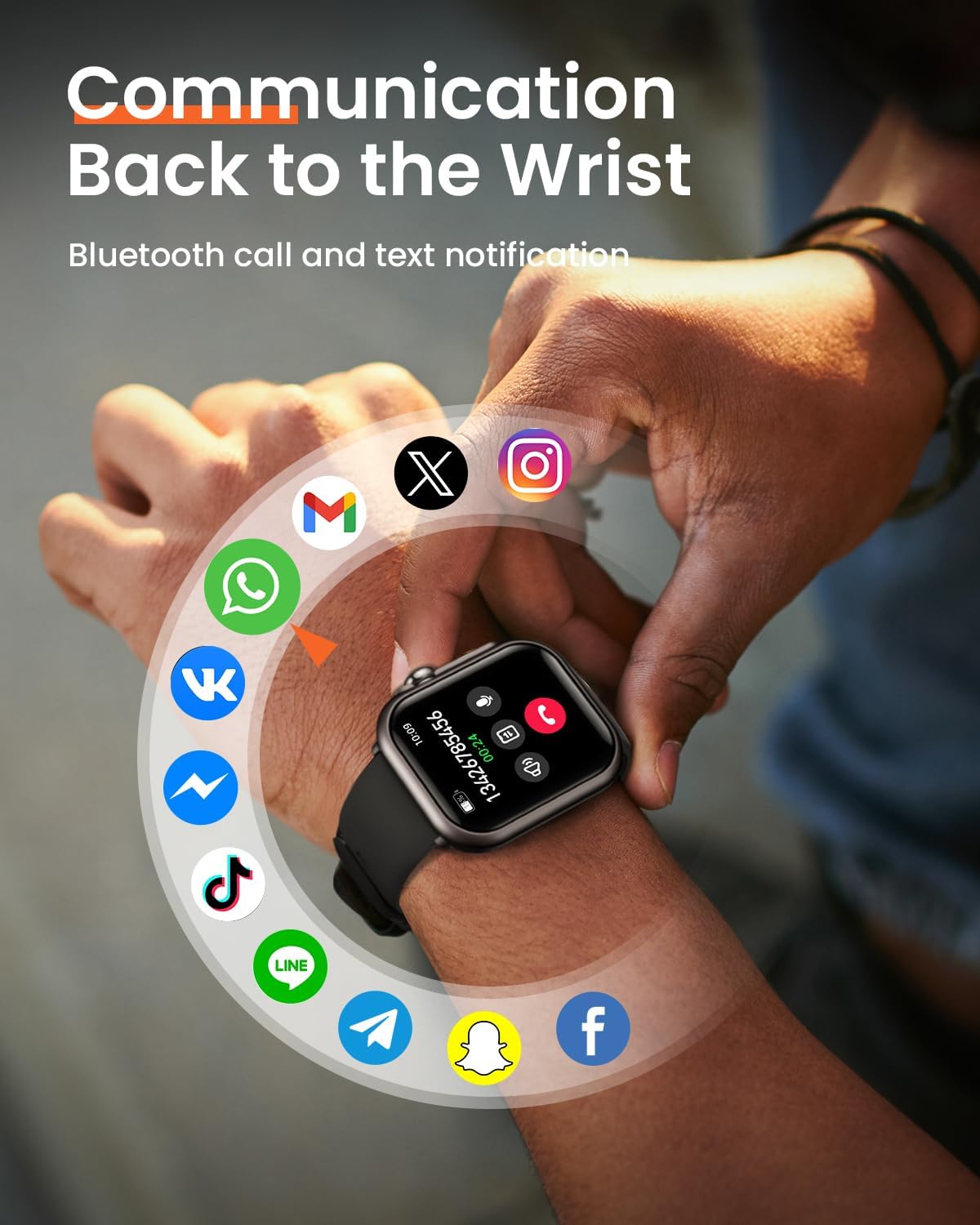 Smart Watch for Women for iPhone Android: 1.85"Smartwatch with Make/Answer Call Sleep Heart Rate SpO2 Blood Pressure Monitor IP68 Waterproof 120+Sport Mode Fitness Tracker 1000mAh Battery 2Bands Black - Image 3