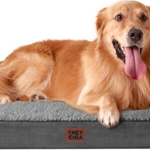 EHEYCIGA Orthopedic XL Dog Beds for Extra Large Dogs with Removable Washable Cover for Crate, Grey, 41×27