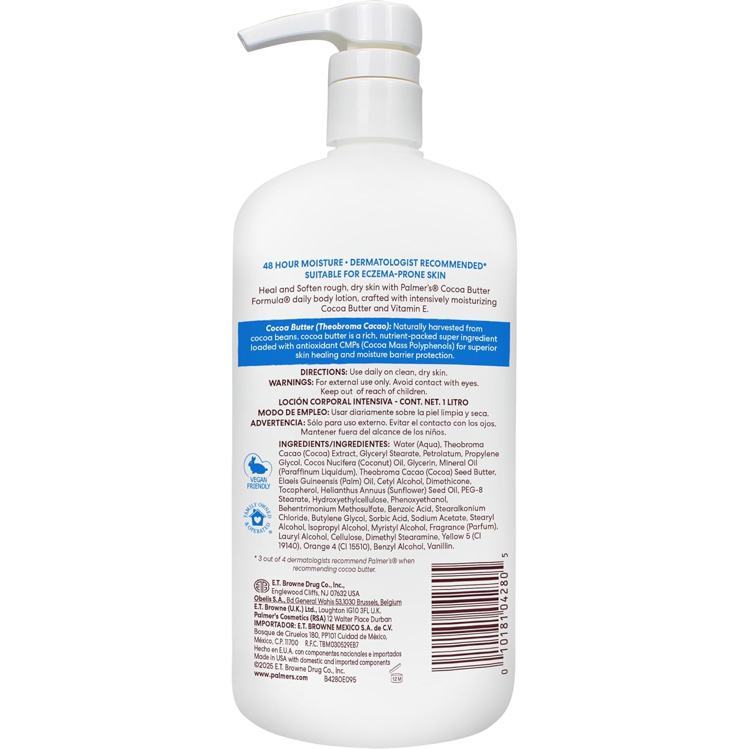 Palmer's Cocoa Butter Formula Daily Skin Therapy Body Lotion, 33.8 Oz Pump Bottle, Intensive Moisturizer for Dry and Eczema-Prone Skin, Enriched with Vitamin E, Helps Provide 48-Hour Deep Hydration - Image 2