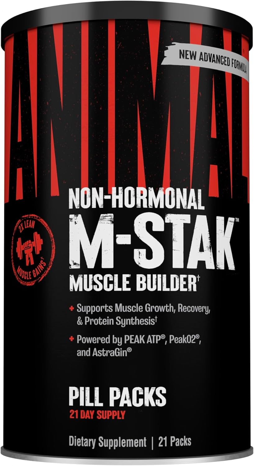 Animal M-Stak - Muscle Builder and Anabolic Mass Gainer Supplement for Bodybuilding - Lean Muscle Growth, Amino Complex and Pre Workout Energy, 21 Packs