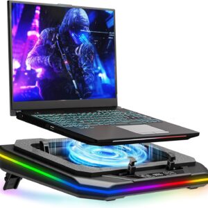 MOUNT PRO Gaming Laptop Cooling Pad, RGB Laptop Cooler Stand with Powerful Turbofan (3500 RPM), Height Adjustable Laptop Fan Cooling Pad for 13-19 Inches Notebook, with Sealed Foam, Touch Control