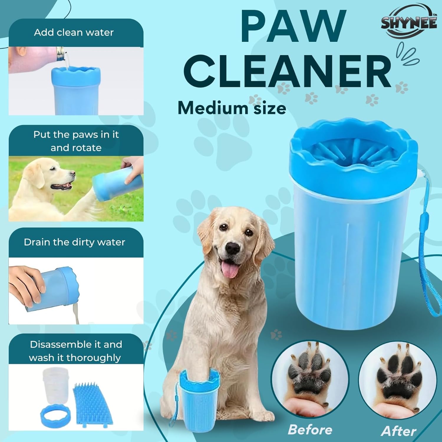 8PCs Dog Grooming Kit - Dog Shampoo Brush | Washing Gloves | Adjustable Dog Bath Brush | Dog Paw Cleaner | 2X Toothbrush | Dog Scrubber For Bath & Massage - Grooming & Bath Supplies for Dogs and Cats - Image 2