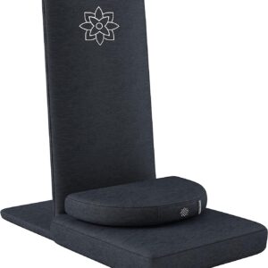 Mindful Modern Folding Pro Meditation Chair – Adjustable Meditation Seat with Back Support and Half Moon Buckwheat Meditation Cushion – Comfortable Mindfulness Living Room Floor Chair