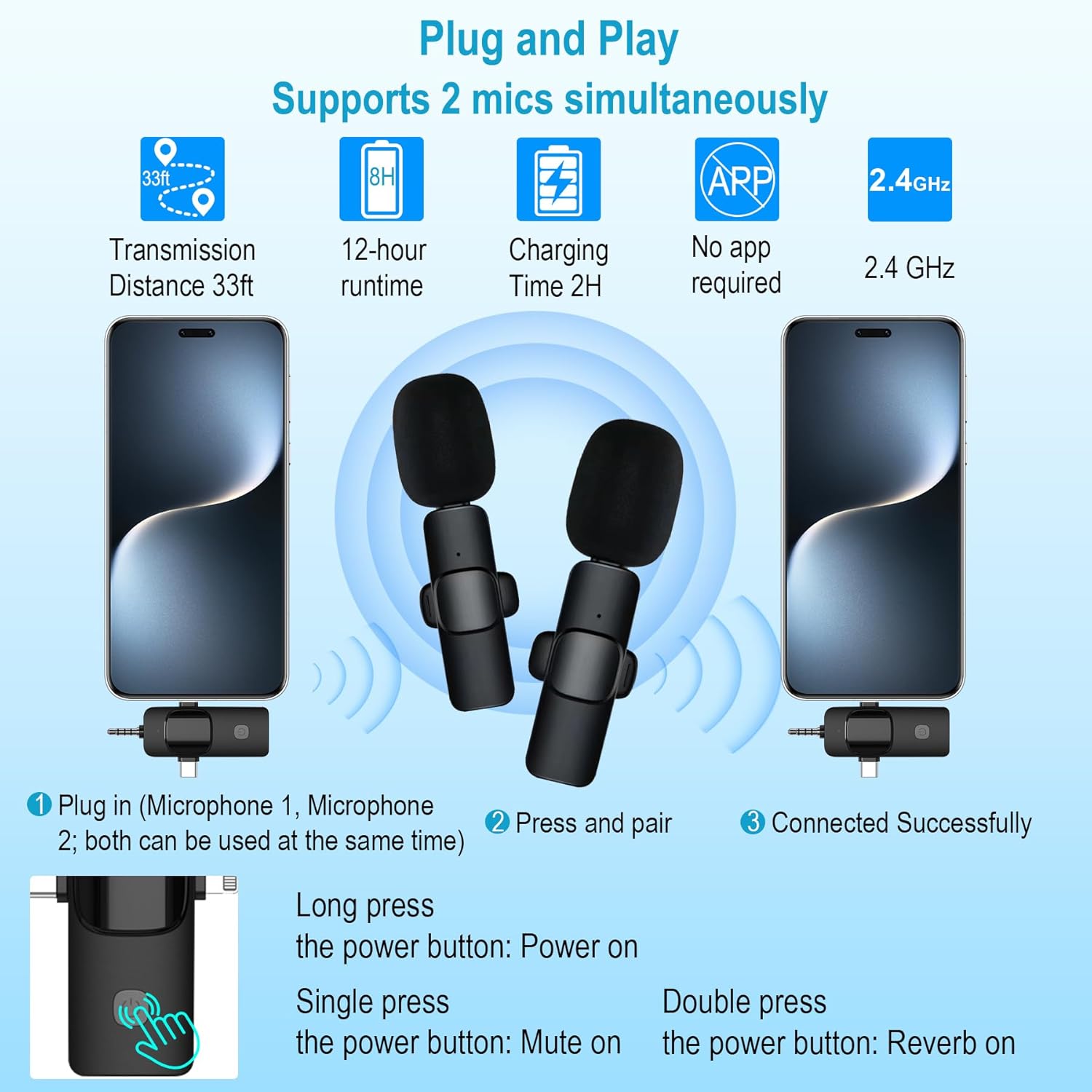71" Content Creator Essentials Vlogging Kit - 2 Lights & 2 Mics, 360° Rotating Auto Face Tracking Tripod for iPhone/Android/Camera with Wireless Remote, No App for Vlog, Live, Video Record - Image 3