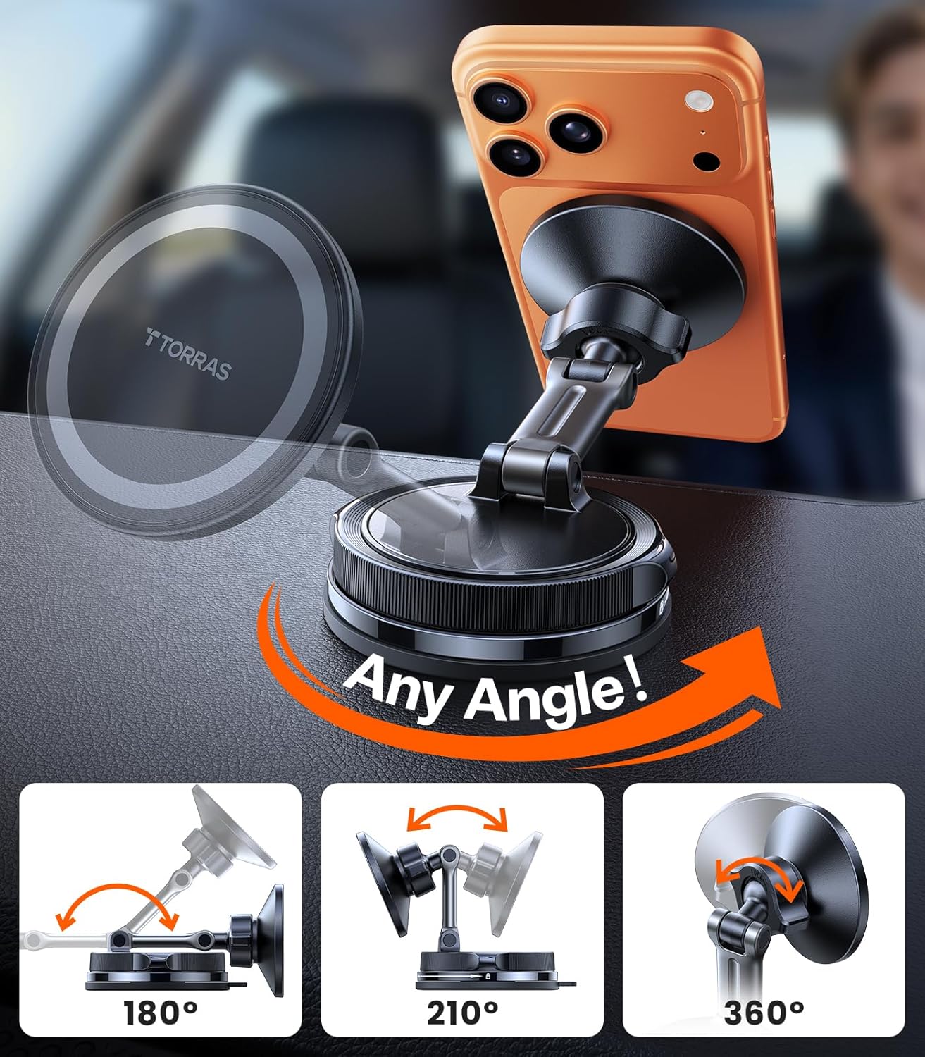 TORRAS 2026 Vacuum for Magsafe Car Mount【98+LBS Strongest Suction & Ultra Magnet】 Magnetic Phone Holders for Your Car, 360° Adjustable Car Phone Holder Mount for iPhone 17 Pro Max 16 15 14 13 12 - Image 7