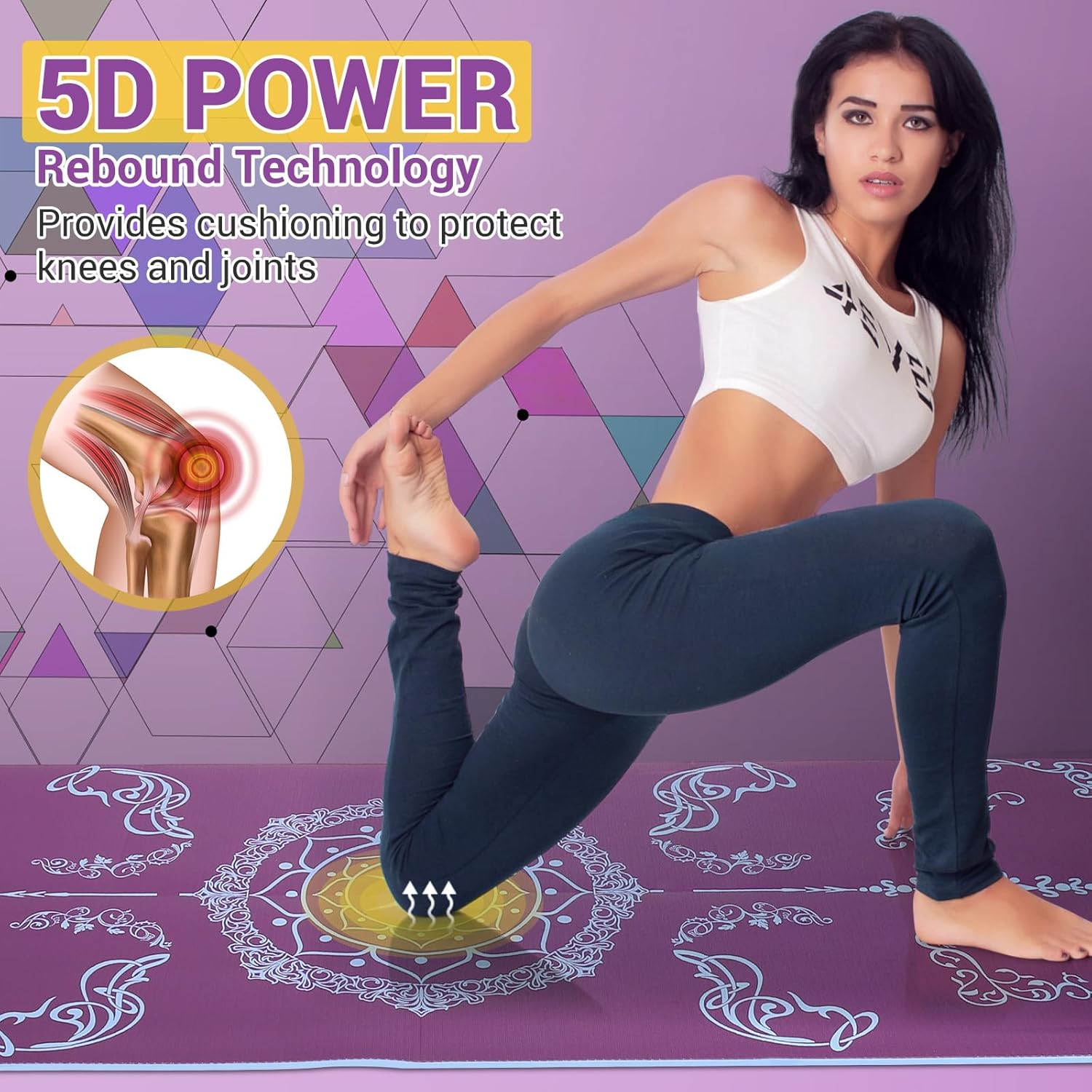Avoalre Folding Yoga Mat, 72"x 32"x 0.24" Extra Wide Non-Slip Exercise Fitness Yoga Mats, Eco-Friendly High Density 6mm Thick Print Pilates Mat with Carrying Bag for Women Men Home Workout - Image 6