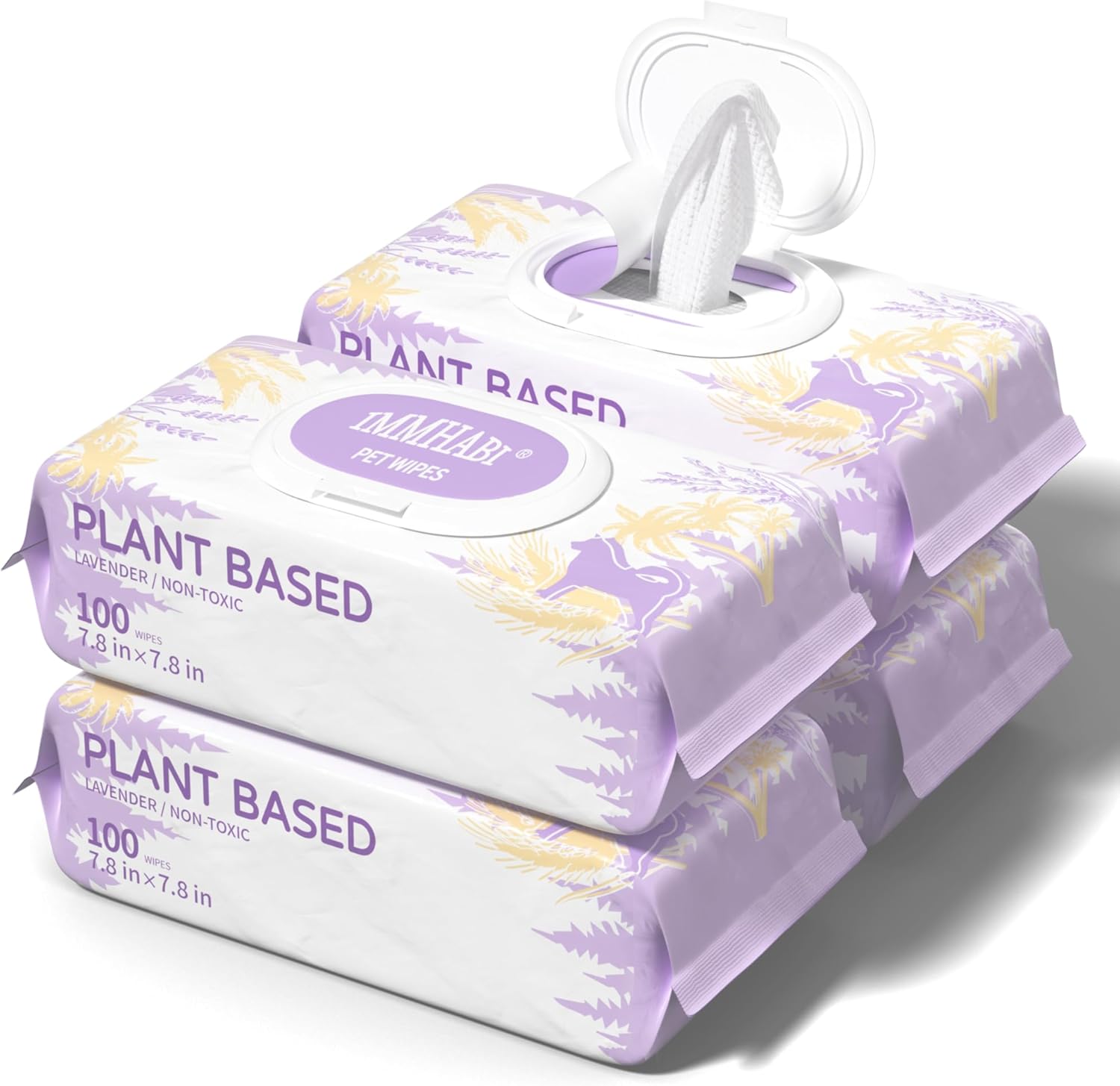 IMMHABI 400 PCS Pet Wipes for Paws and Butt Hypoallergenic Pets Cleansing & Deodorizing Anal Gland Hygienic Puppy Wipes for Dogs Face and Body Wipes Cleaning Fur Doggie Wipes Doggy Wipes (Lavender)