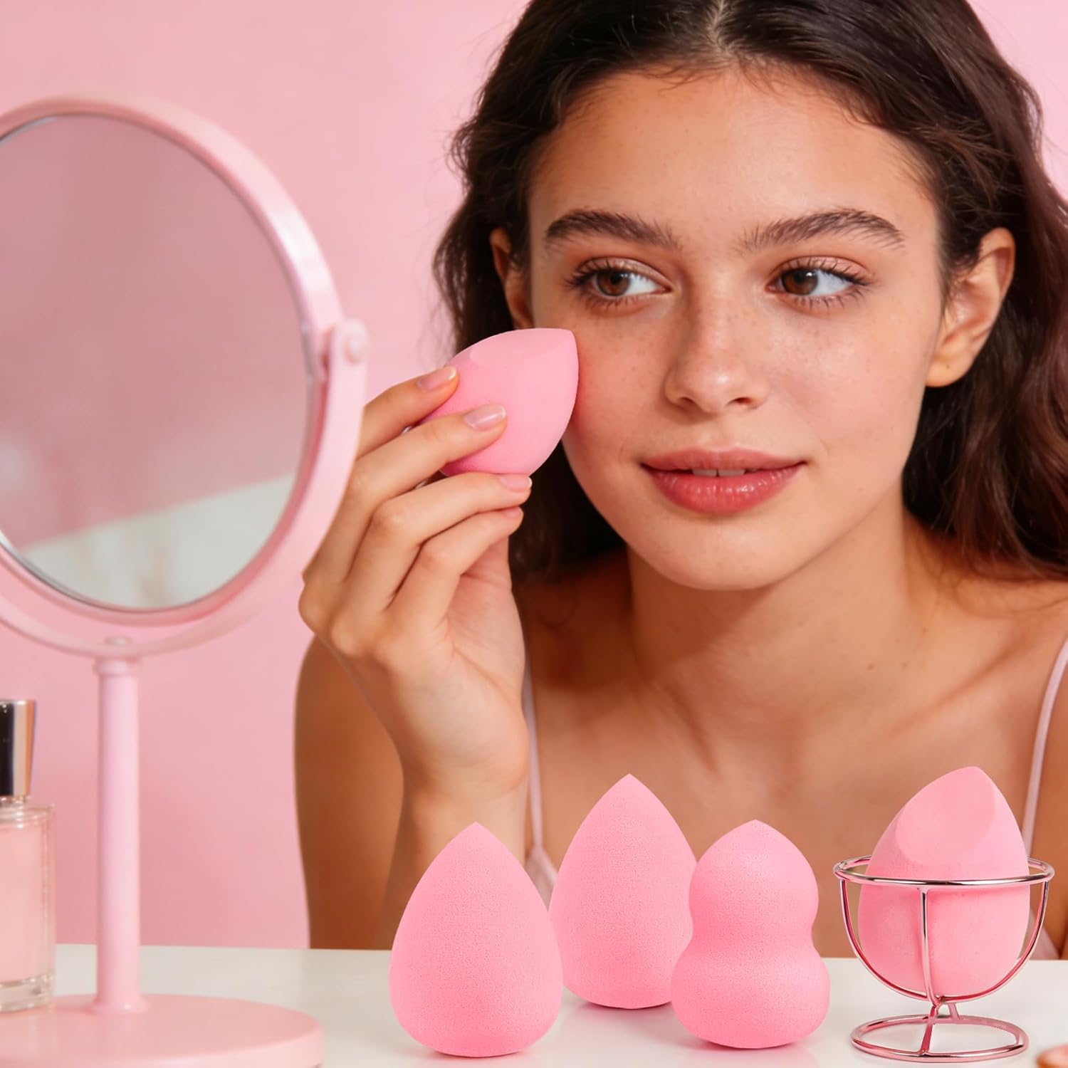 15pcs Pink Makeup Sponge Set, Non-Latex Wet & Dry Dual Use Foundation Sponge for Flawless Application, Reusable & Washable, Ultra Soft Powder Puff Blenders for Cream, Liquid & Powder Makeup - Image 7
