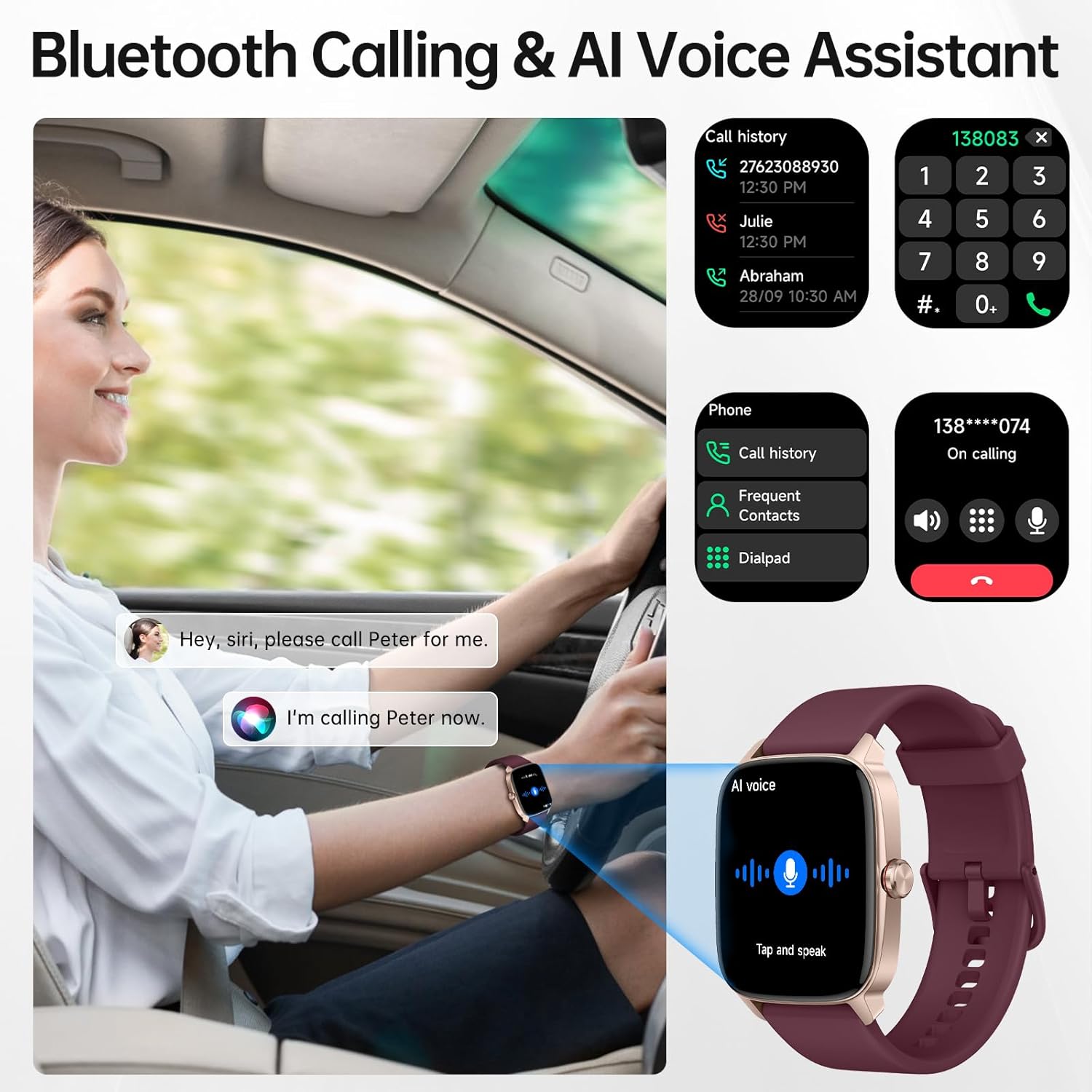 Smart Watches for Women Men with Bluetooth Call & AI Voice, 1.85" HD Fitness Tracker with Heart Rate SpO2 Sleep Monitor, 100+ Sports Modes,Mini Games, IP68 Waterproof Smartwatch for Android iOS Phones - Image 2