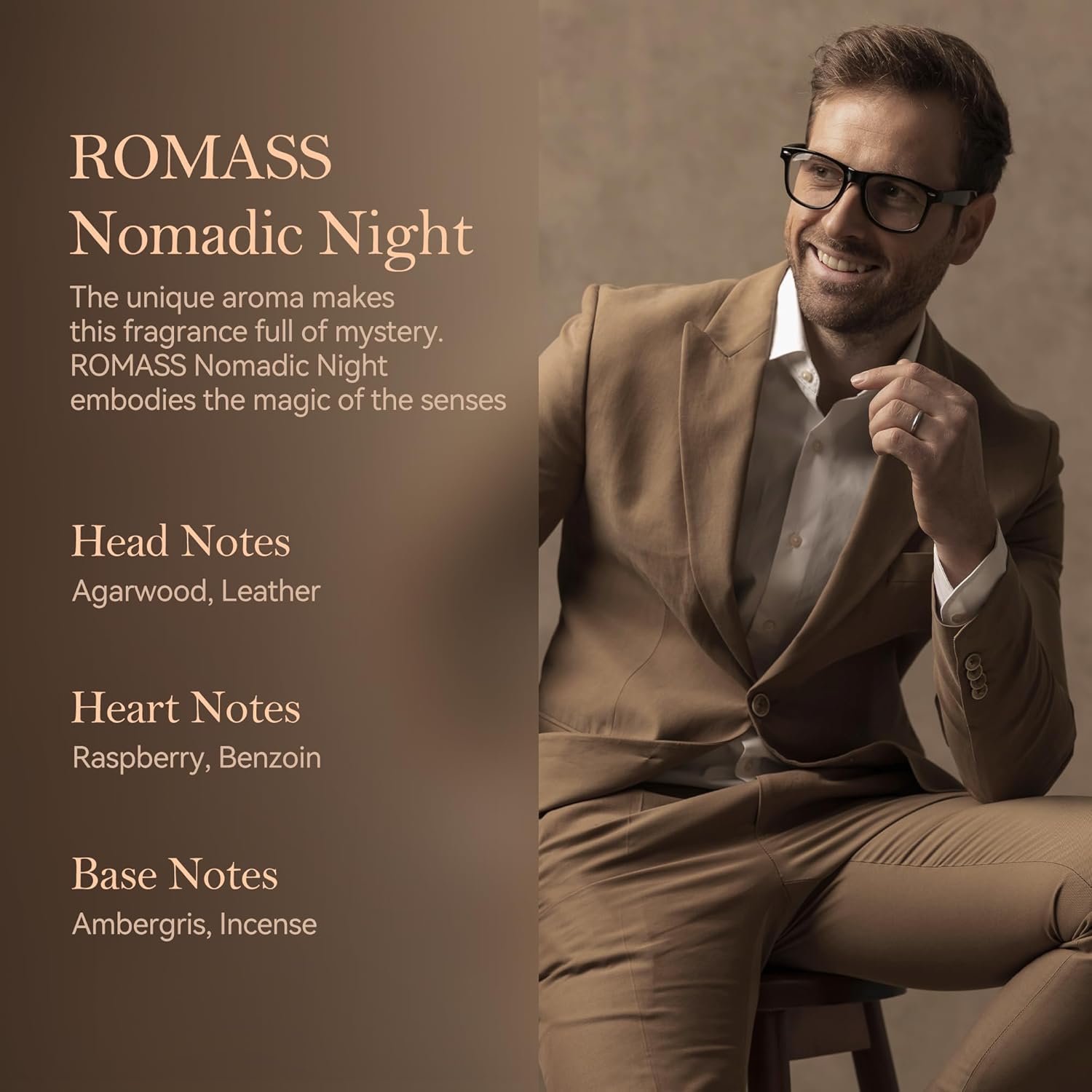 ROMASS Nomadic Night Eau de Parfum Spray - 3.4oz/100ml, Unisex Fragrance with Smoked Oud, Desert Sage, Rose & Raspberry Notes, Warm Woody Scent - Image 6