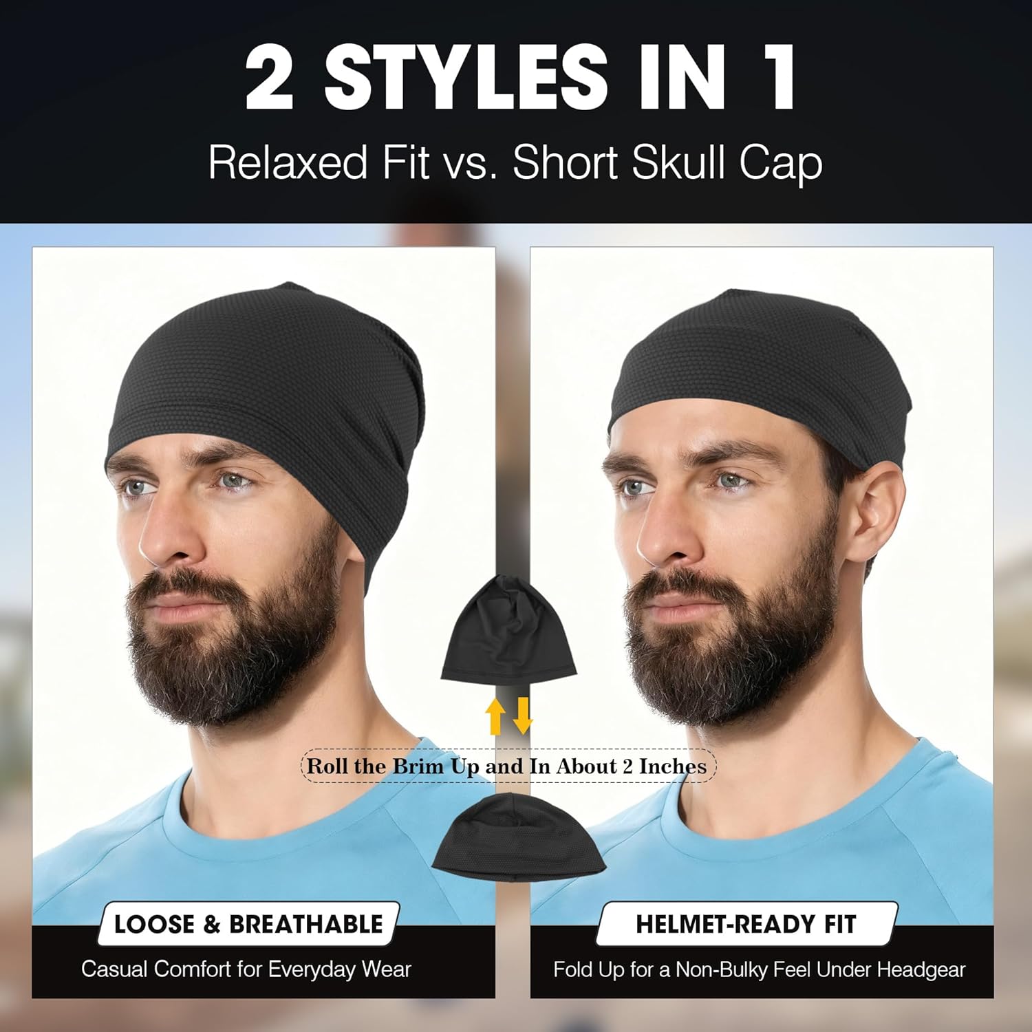 WTACTFUL 3-Pack Cooling Skull Caps for Men & Women - Breathable 3D Mesh Running Caps for Cycling, Gym & Summer & Winter - Image 3