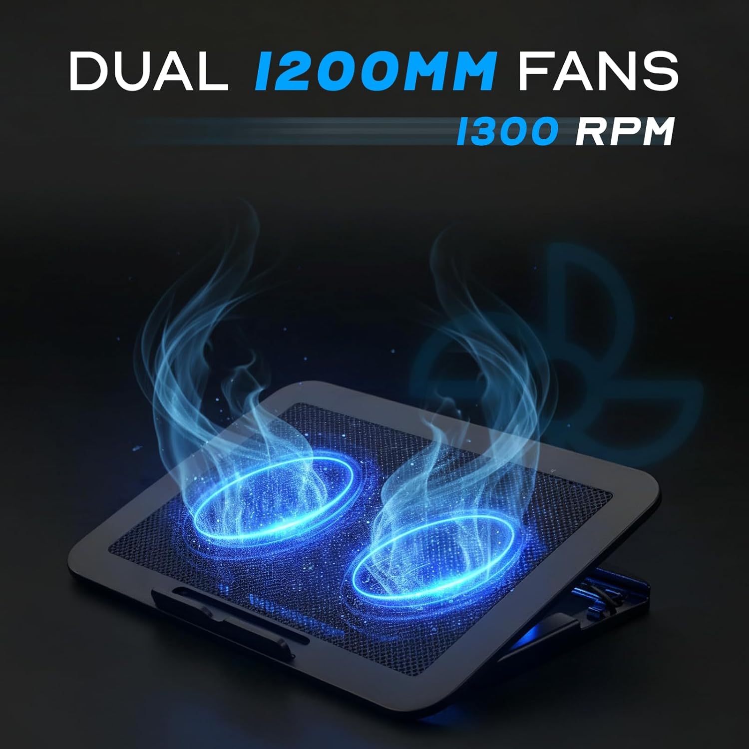 iJoy Laptop Cooling Pad for up to 17" Laptops | Quiet, Portable, Metal Mesh Surface, Dual 1400 RPM Fans| Adjustable Height Laptop Stand & Dual USB Ports- Gaming Laptop Cooling Pad for Desk or Lap - Image 2