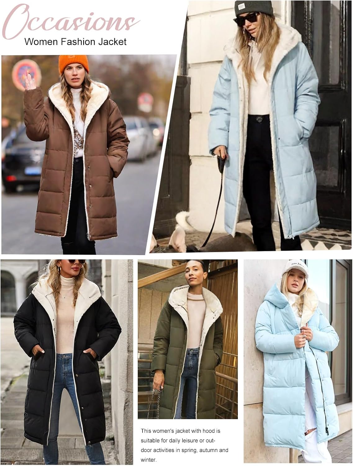 UMIPUBO Women's Long Winter Puffer Jacket – Sherpa Fleece Lined Hooded Coat, Water-Repellent Windproof Warm Quilted Outerwear - Image 7