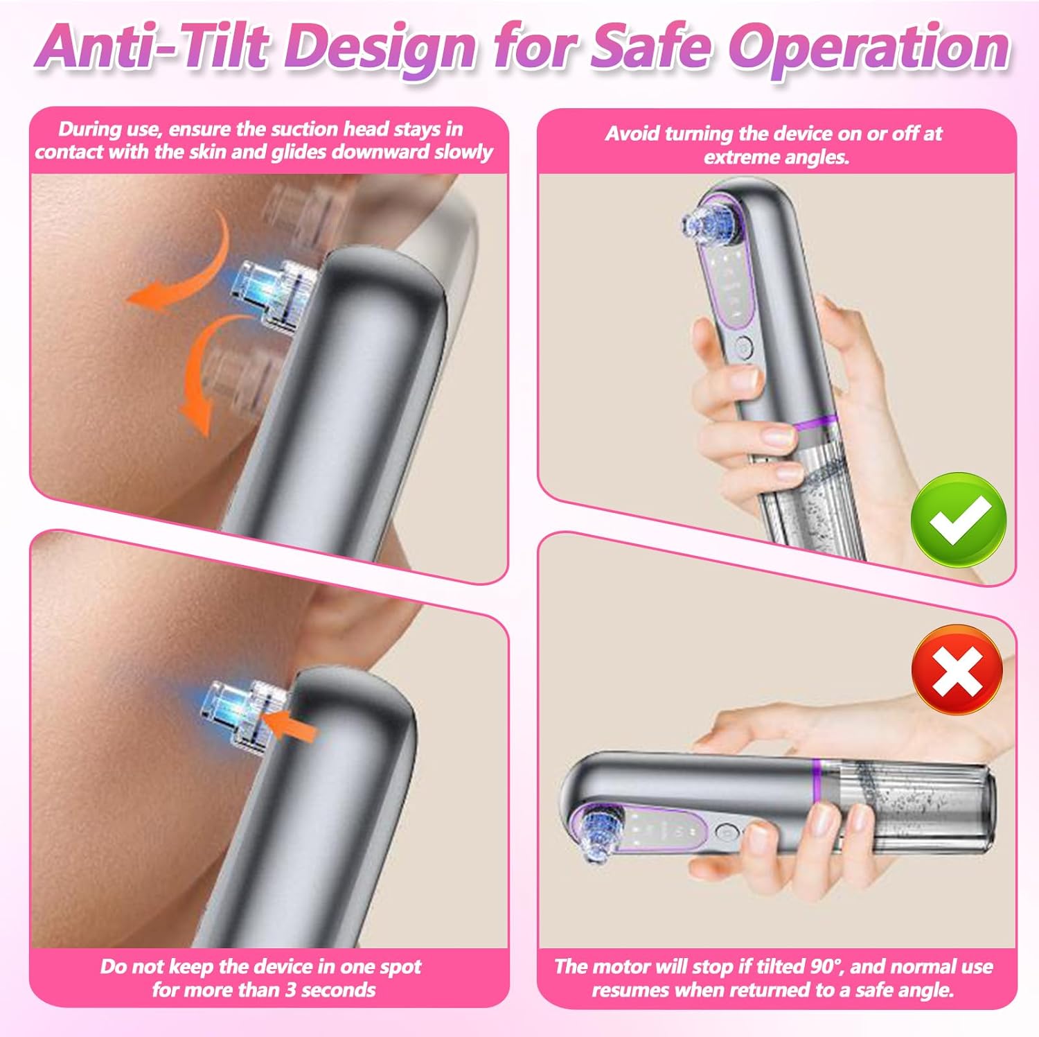 Blackhead Remover Suction Pore with Pore Vacuum Blackhead Remover Kit,5 Suction Heads & USB Charging Cable,Pimple Extractor,Pore Cleaner Machine for Facial Pore Cleansing for Women & Men - Image 7