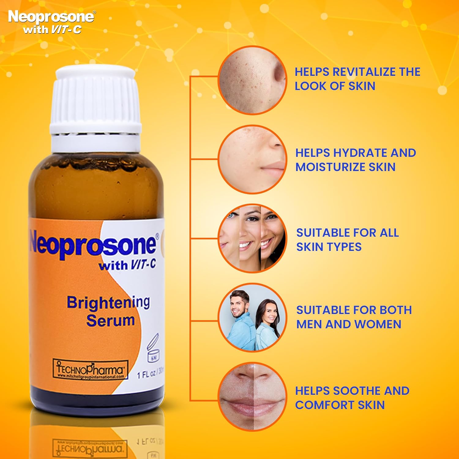 Neoprosone, Vitamin C Serum for Face | 1 Fl oz / 30ml | Brightening Serum For Dark Circle, Wrinkles | with Alpha Arbutin and Castor Oil - Image 5