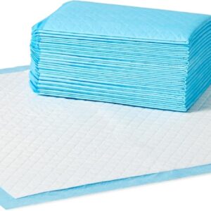 Amazon Basics Heavy Duty Absorbent Dog and Puppy Pee Pads with 5-Layer Leak-Proof Design and Quick-Dry Surface for Potty Training, Regular Size, 24 x 23 Inches, Blue & White, 20-Count