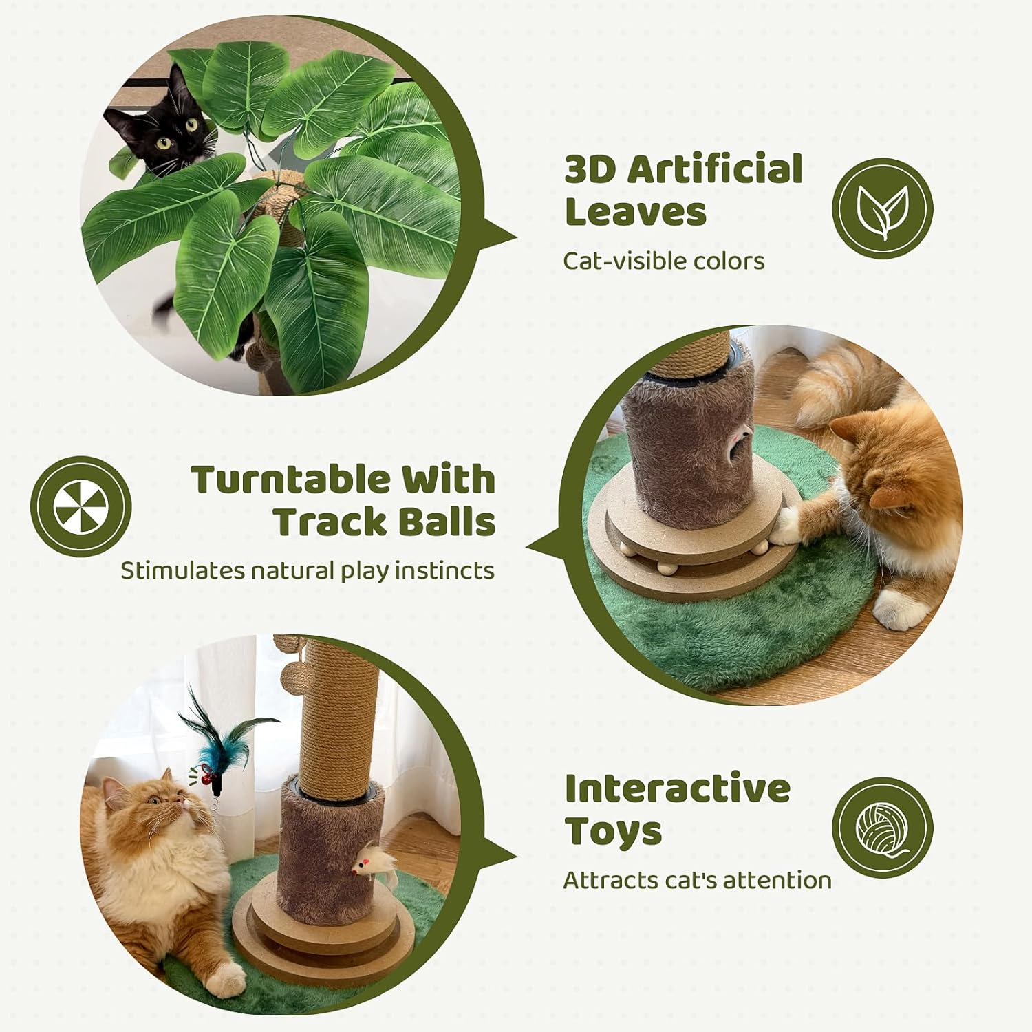Cat Scratching Post, Famifit 39" Nature Sisal Cat Scratch Post for Indoor Cats, Large Cat Scratcher with Cat Toy Mouse Hole & Interactive Wooden Ball for Kittens Adults Cats - Image 2