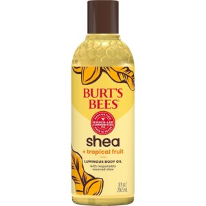 Burt’s Bees Shea + Tropical Fruit Luminous Body Oil, Non-Greasy, Antioxidant Rich for Glowing Skin, Non-Irritating, Natural Origin Skin Care, 8 oz.