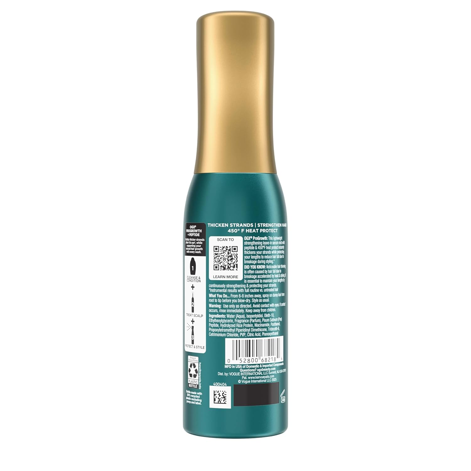 OGX ProGrowth + Peptide Serum Mist, Heat Protectant Spray Instantly Thickens Hair Root to Tip While Protecting from Breakage for Visibly Thicker, Fuller Hair, 6.5 fl. oz - Image 9