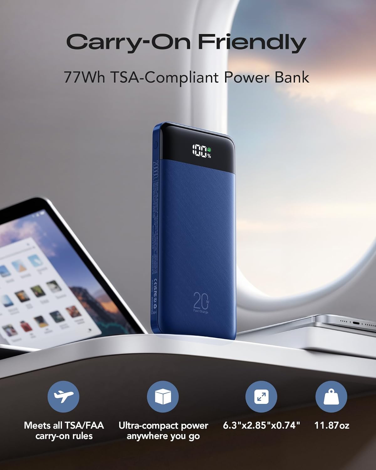 Orfeika 20000mAh Power Bank Fast Charging, Portable Charger with 4 Built-in Cables & 6 Outputs, 20W PD USB C Battery Pack Compatible with iPhone 16/15, Galaxy, Android, iPad & More (Travel Essential) - Image 6