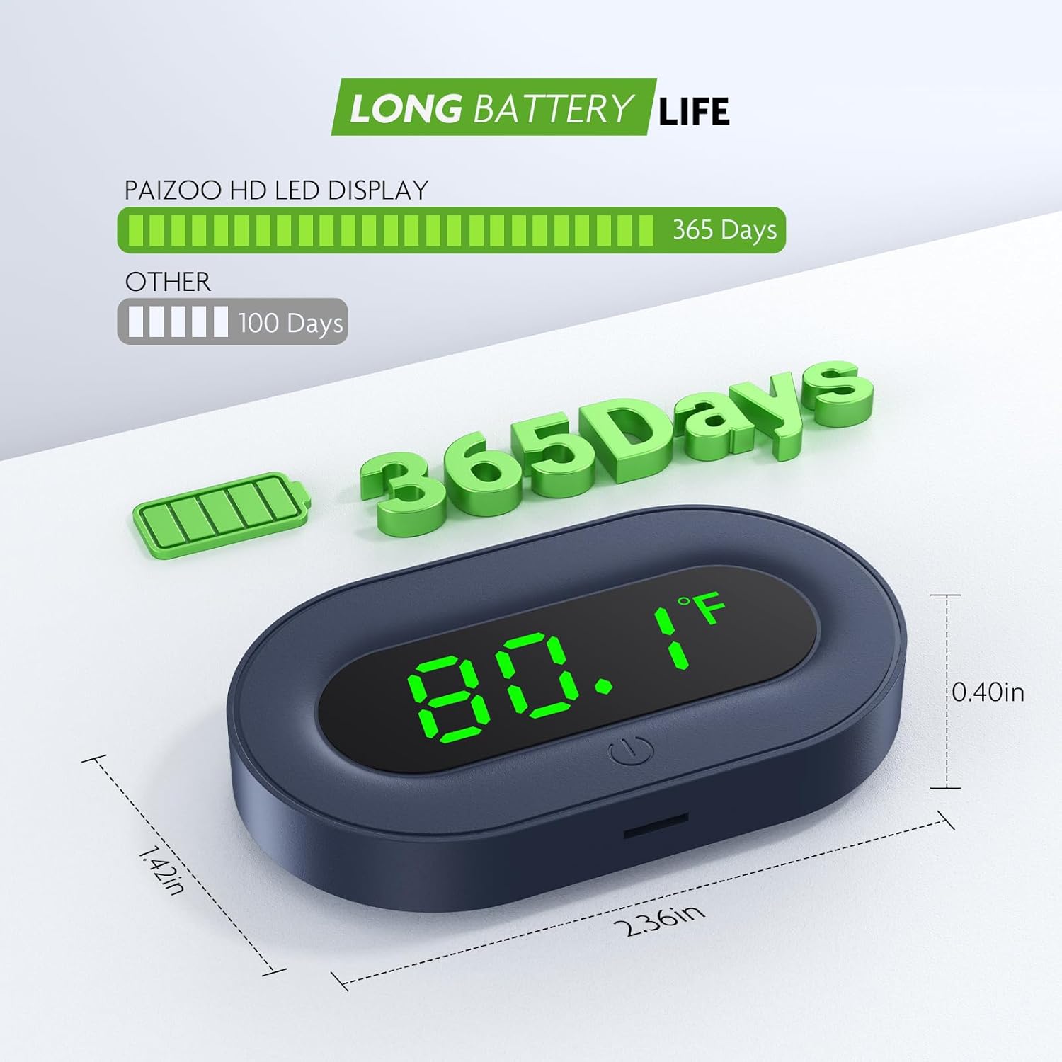 PAIZOO Aquarium Thermometer Digital, LED Display Fish Tank Thermometer Stick On Highly Accurate to ±0.9℉, Wireless Temperature Measurement for Fish, Betta, Aquatic, Replaceable Battery - Image 5