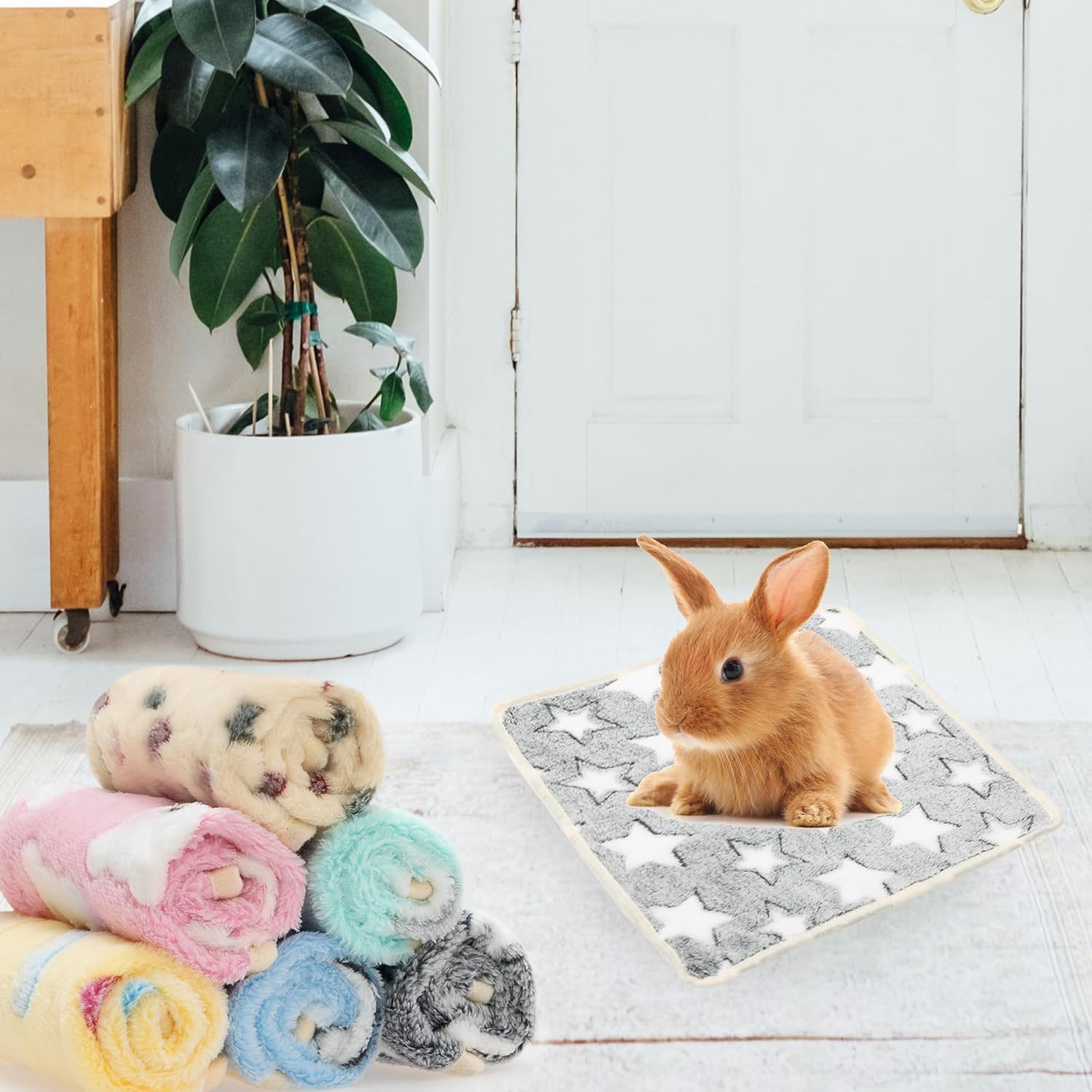 Guinea Pig Bedding Blankets - 6 Pack Soft Fleece Liner Small Animal Cage Accessories for Rat Hedgehog Chinchilla Hamster Rabbit Bunny, Washable Sleep Mat Bedding Accessories (13.7"*13.7") - Image 5