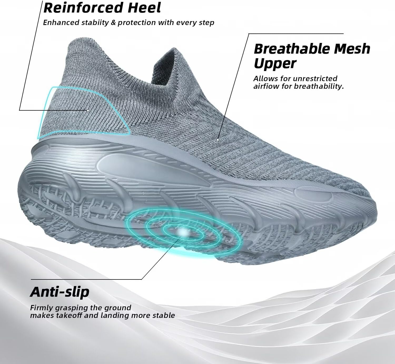 Men's Slip On Walking Shoes Running Comfortable Tennis Breathable Lightweight Non Slip Athletic Gym Workout Casual Fashion Sneaker - Image 6