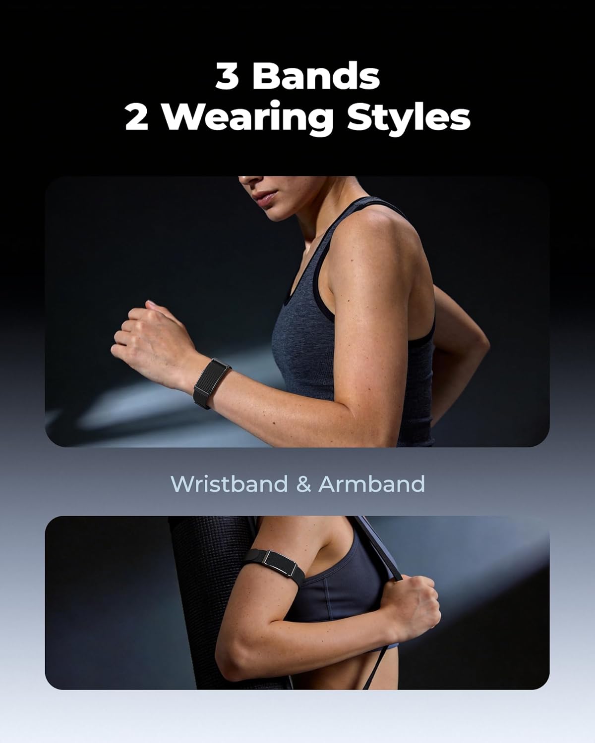 Fitness Trackers for Men & Women, Smart Bracelet with 24/7 Activity & Sleep Tracking, Heart Rate, Blood Oxygen, HRV & Stress Monitor, 30-Day Battery, Smart Band, GPS Modes, Free APP, 3 Bands - Image 2